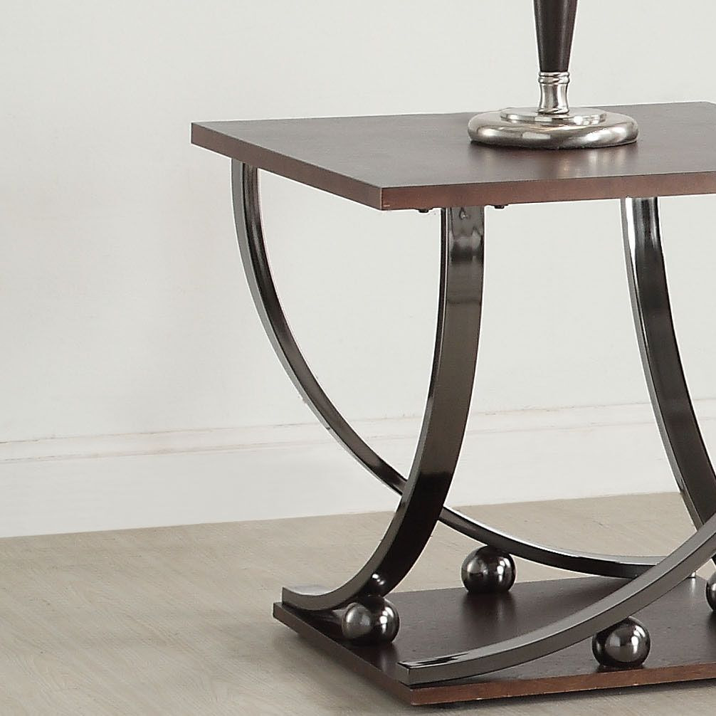 Black Nickel End Table With Bottom Shelf