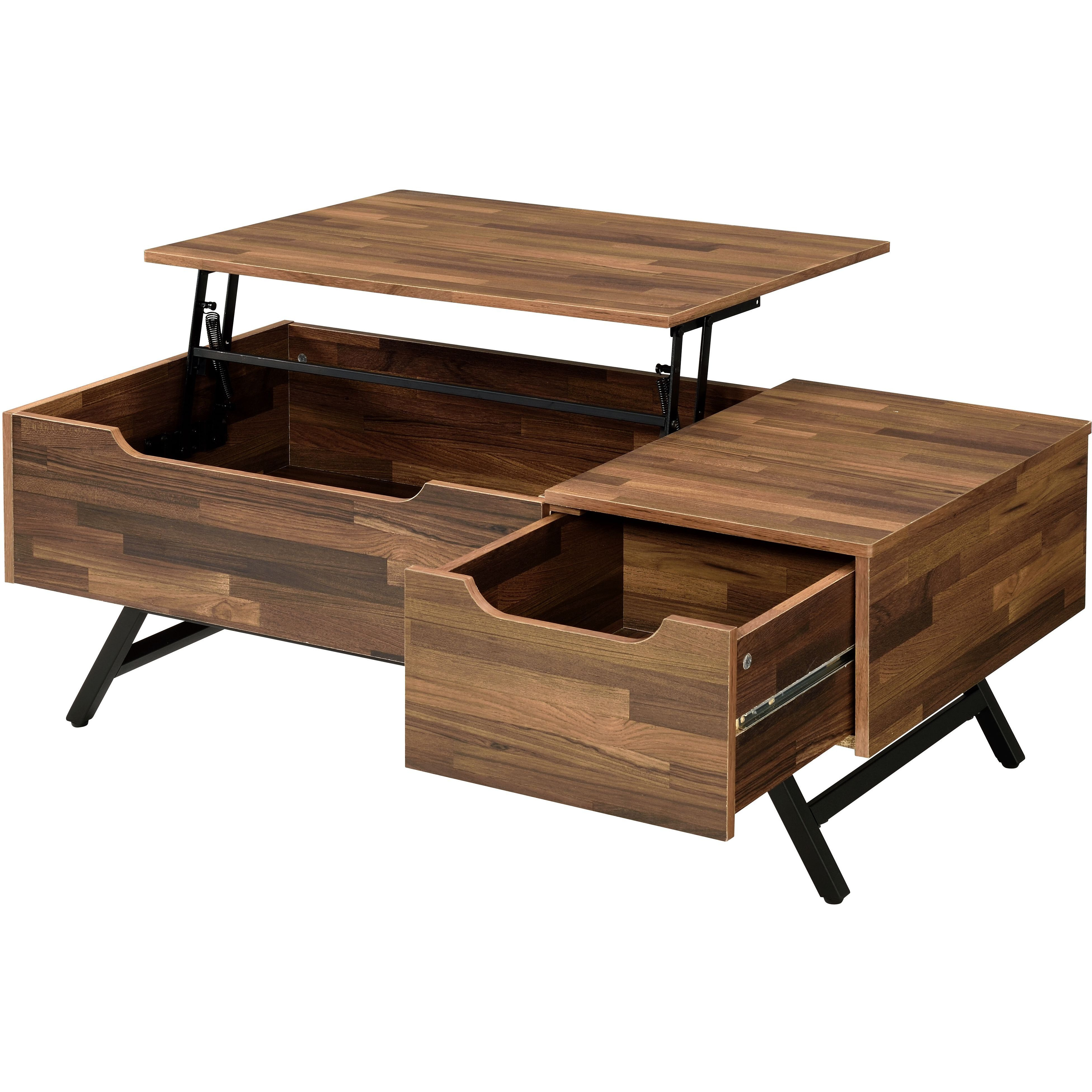 Walnut 1-Drawer Coffee Table With Lift Top