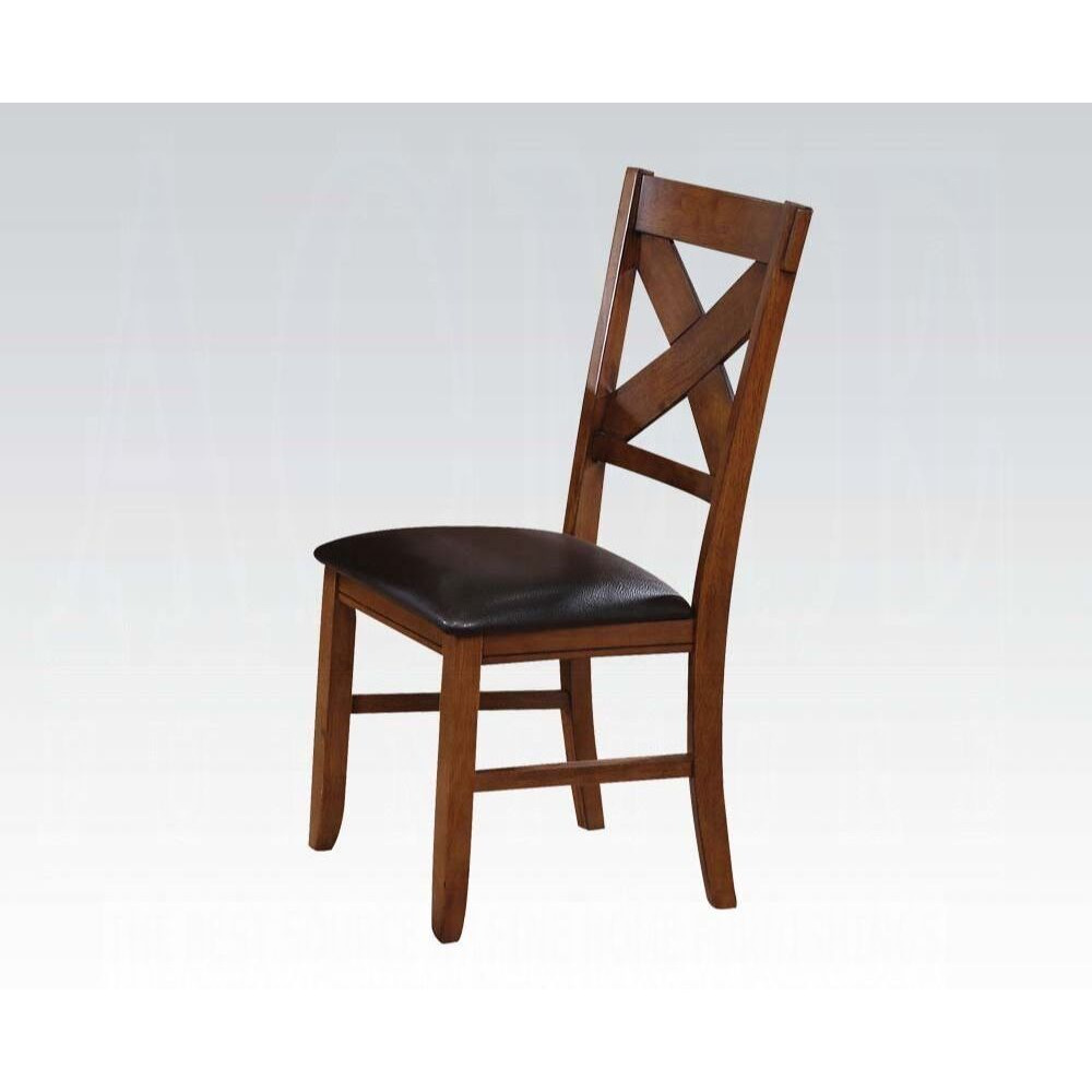 Espresso And Walnut Side Chair With X-Shape Back (Set Of 2)