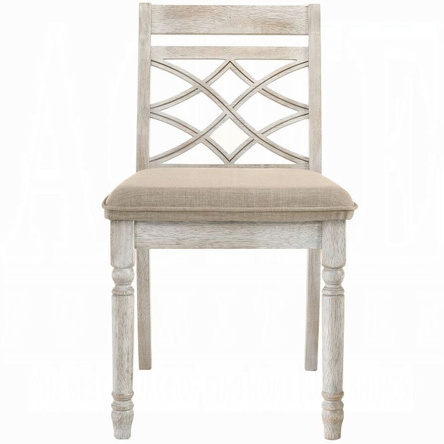 Tan And Antique White Padded Side Chair (Set Of 2)