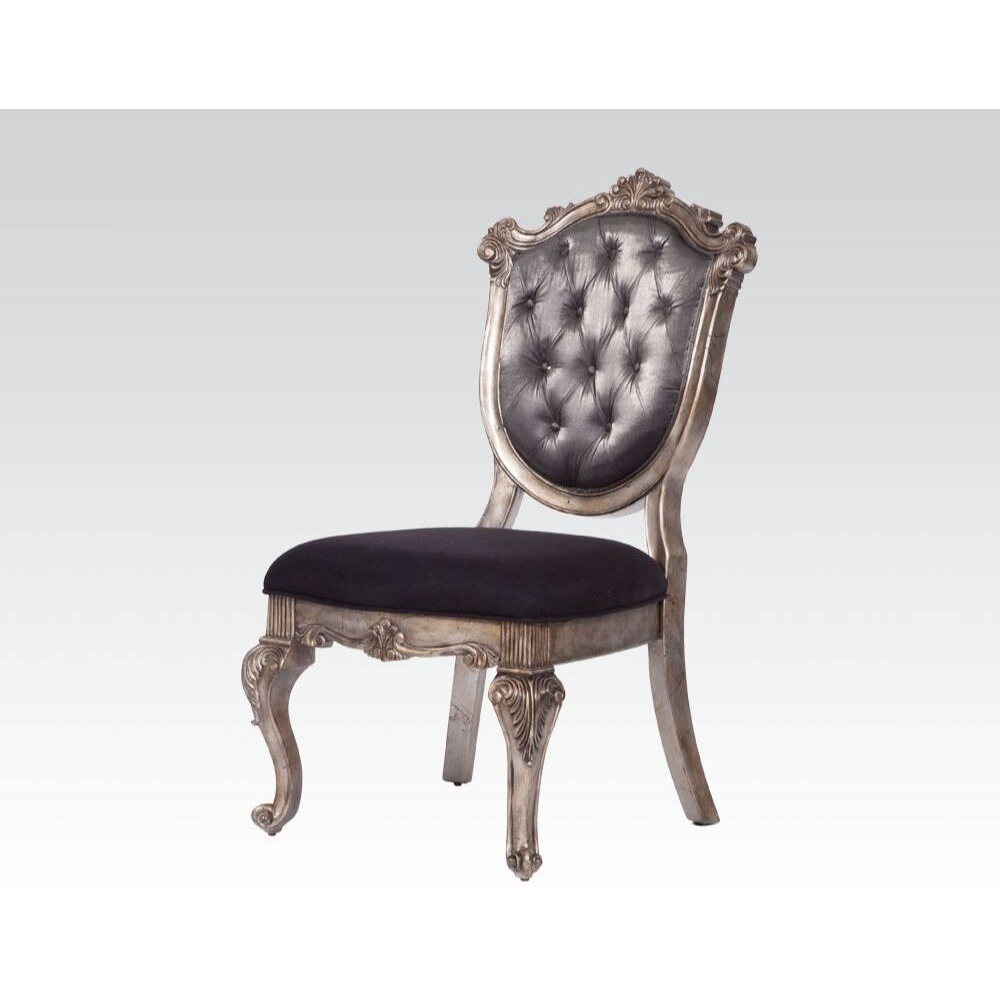 Silver Grey And Antique Platinum Tufted Side Chair (Set Of 2)