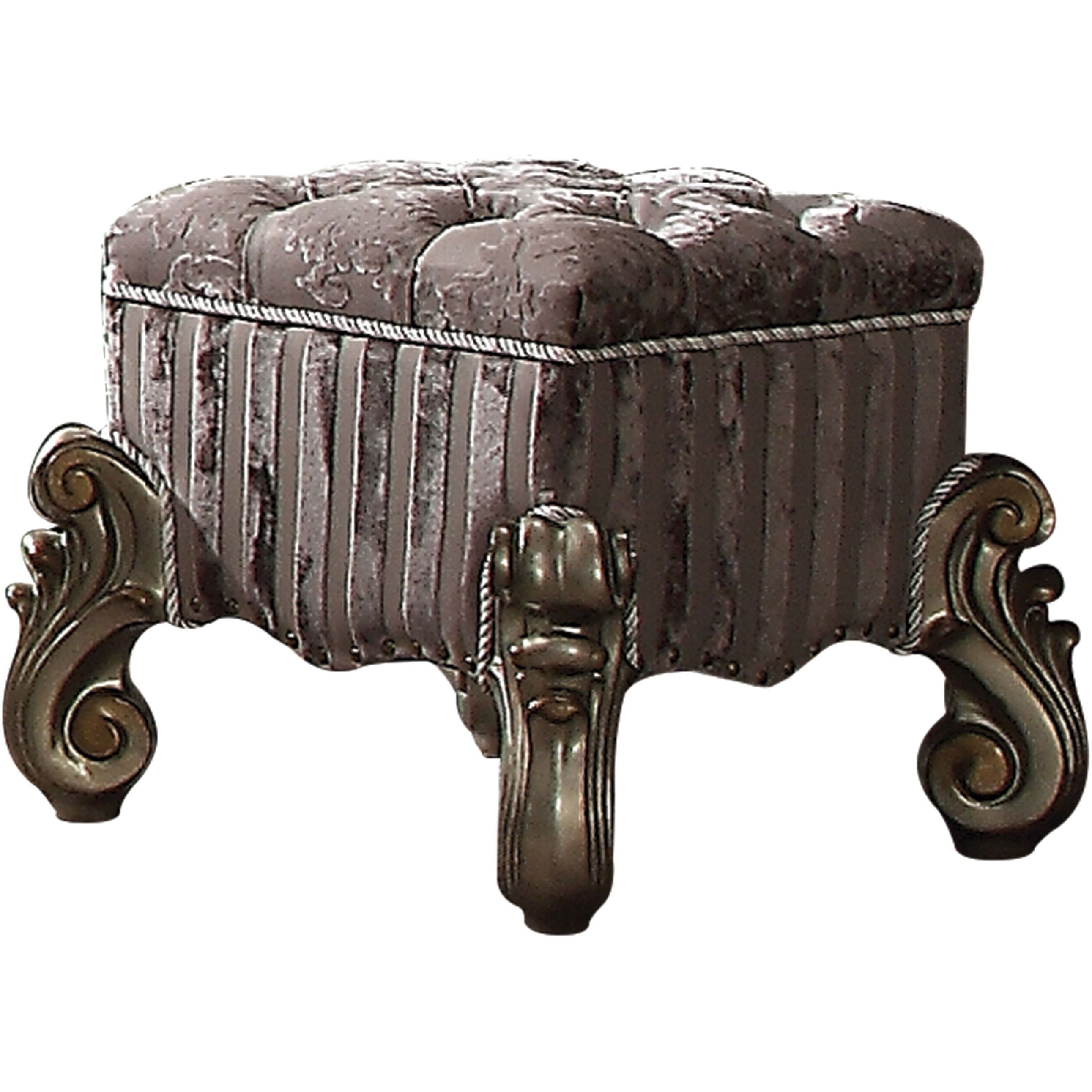 Light Purple And Antique Platinum Vanity Stool With Nailhead Trim