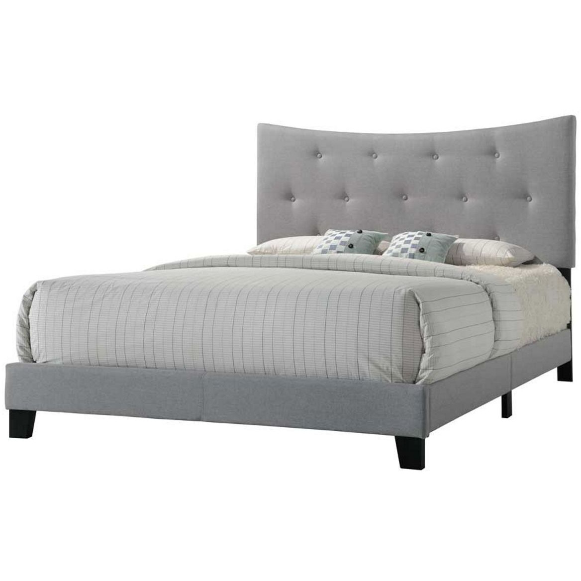 Grey Queen Bed With Tufted Headboard