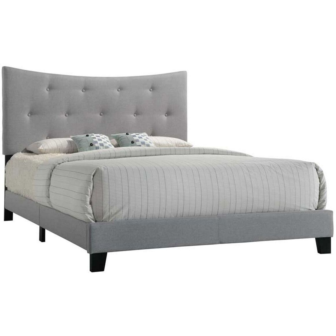 Grey Queen Bed With Tufted Headboard