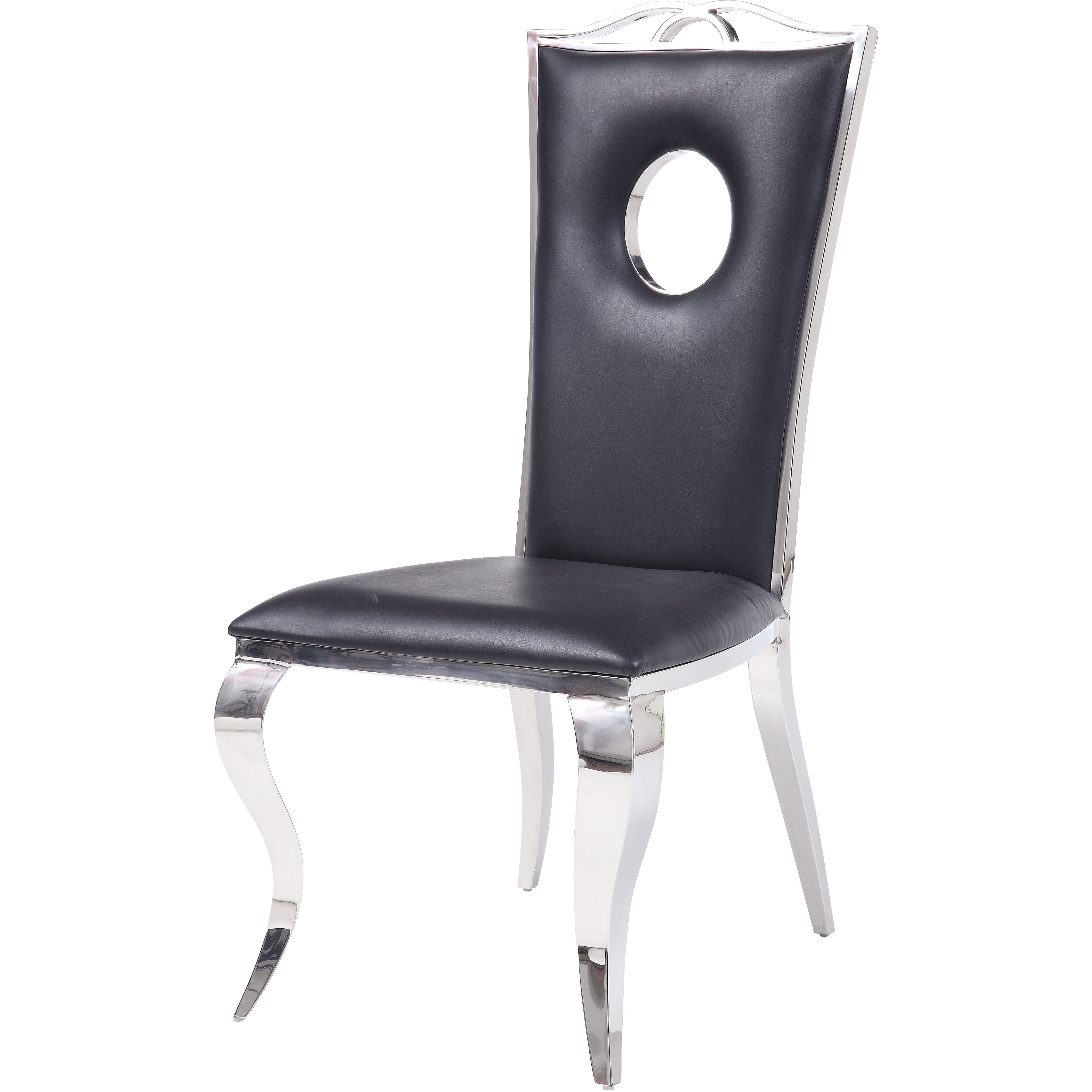 Black And Stainless Steel Side Chair With Cut-Out Back (Set Of 2)