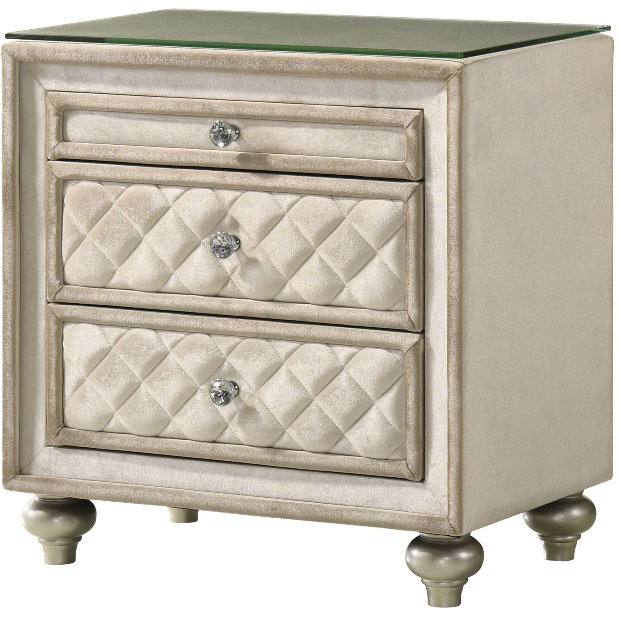 Beige 2-Drawer Nightstand