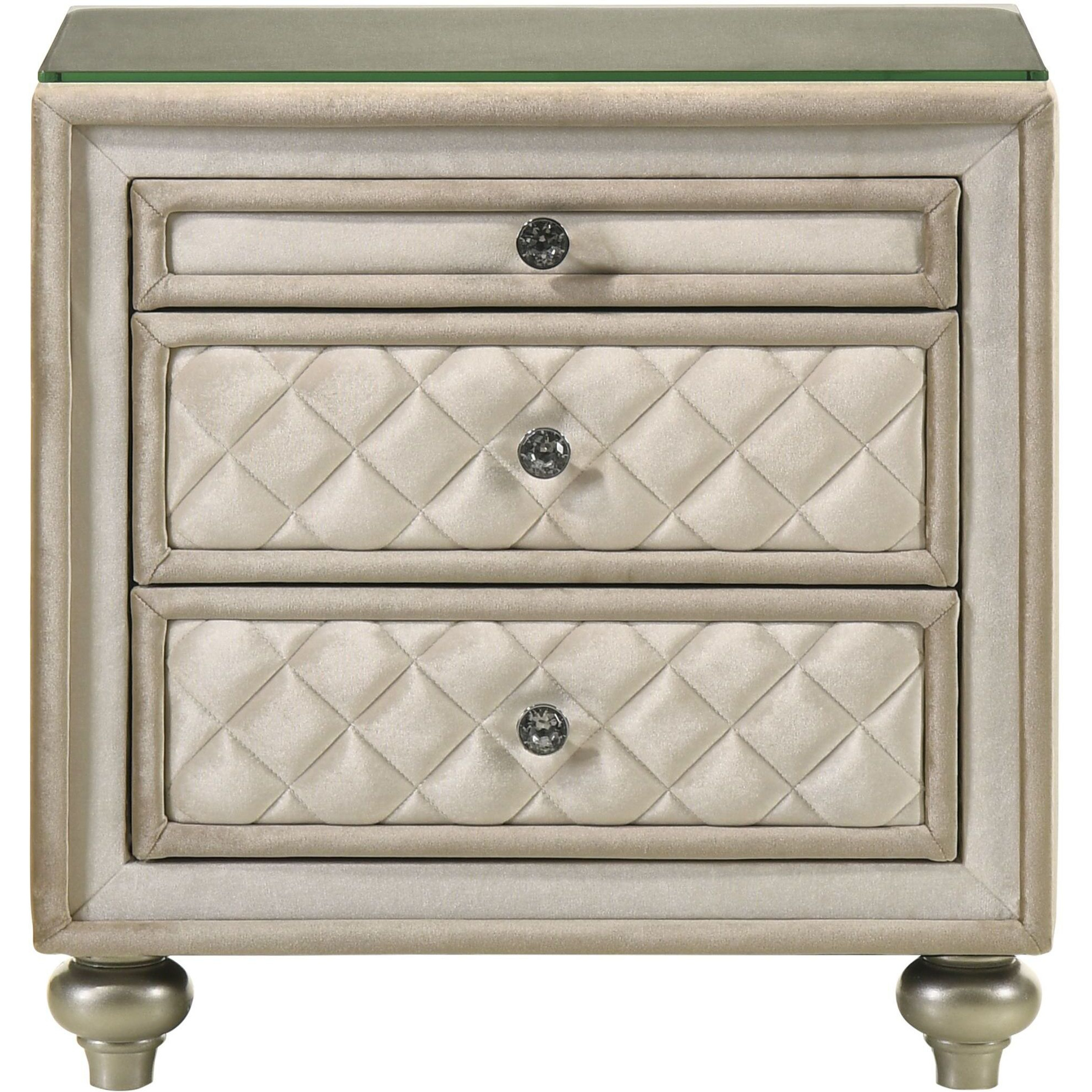 Beige 2-Drawer Nightstand