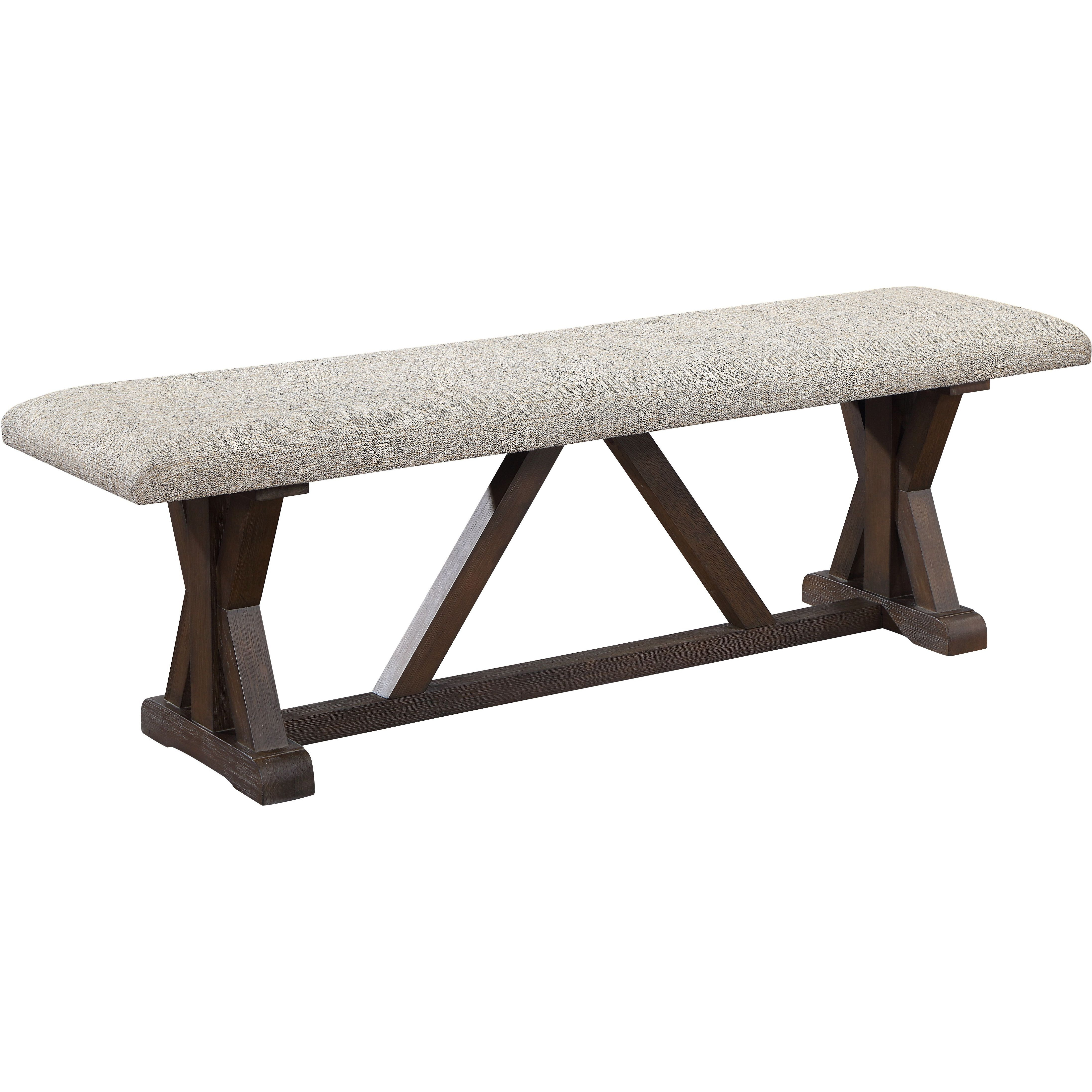 Grey And Rustic Brown Bench With Upholstered Seat