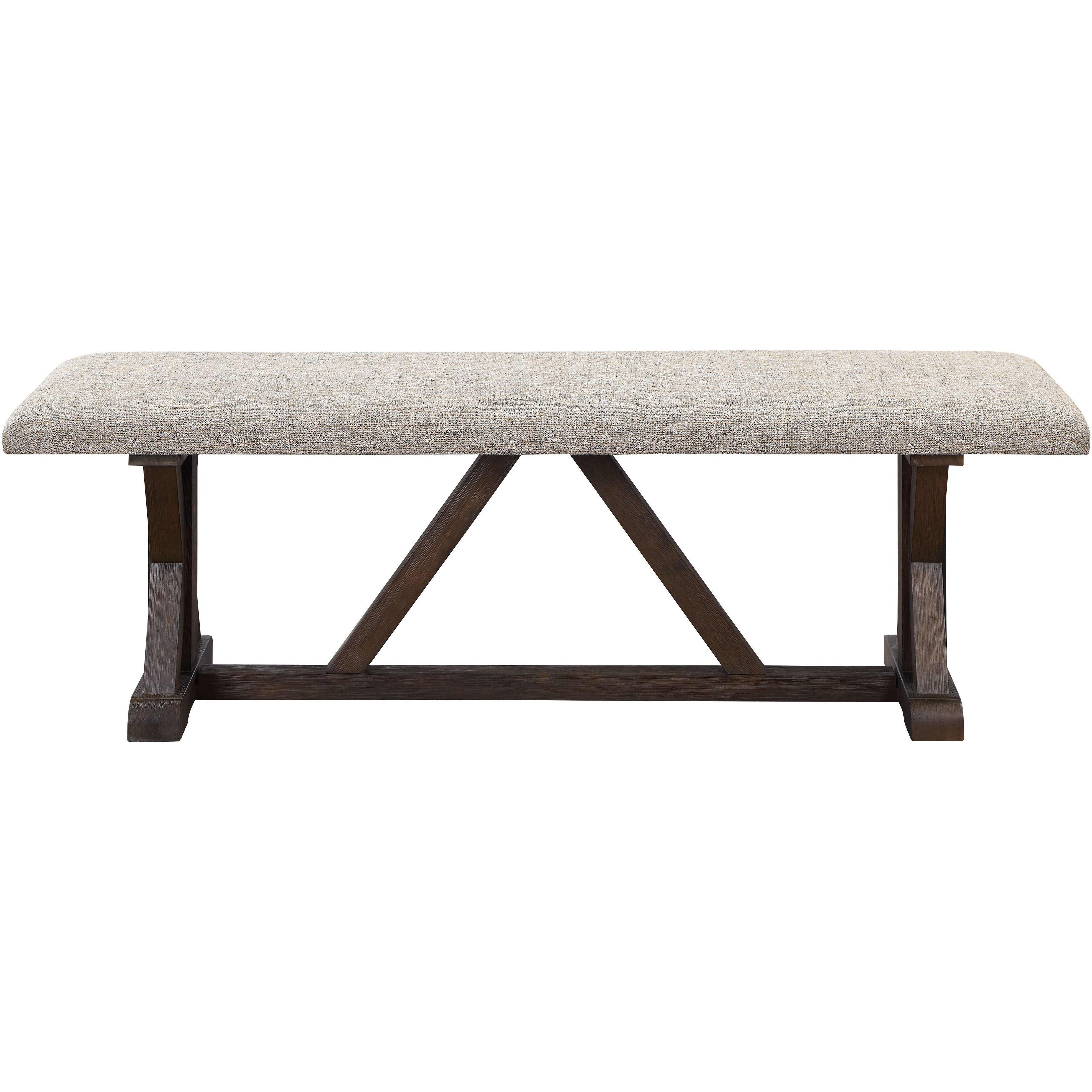 Grey And Rustic Brown Bench With Upholstered Seat