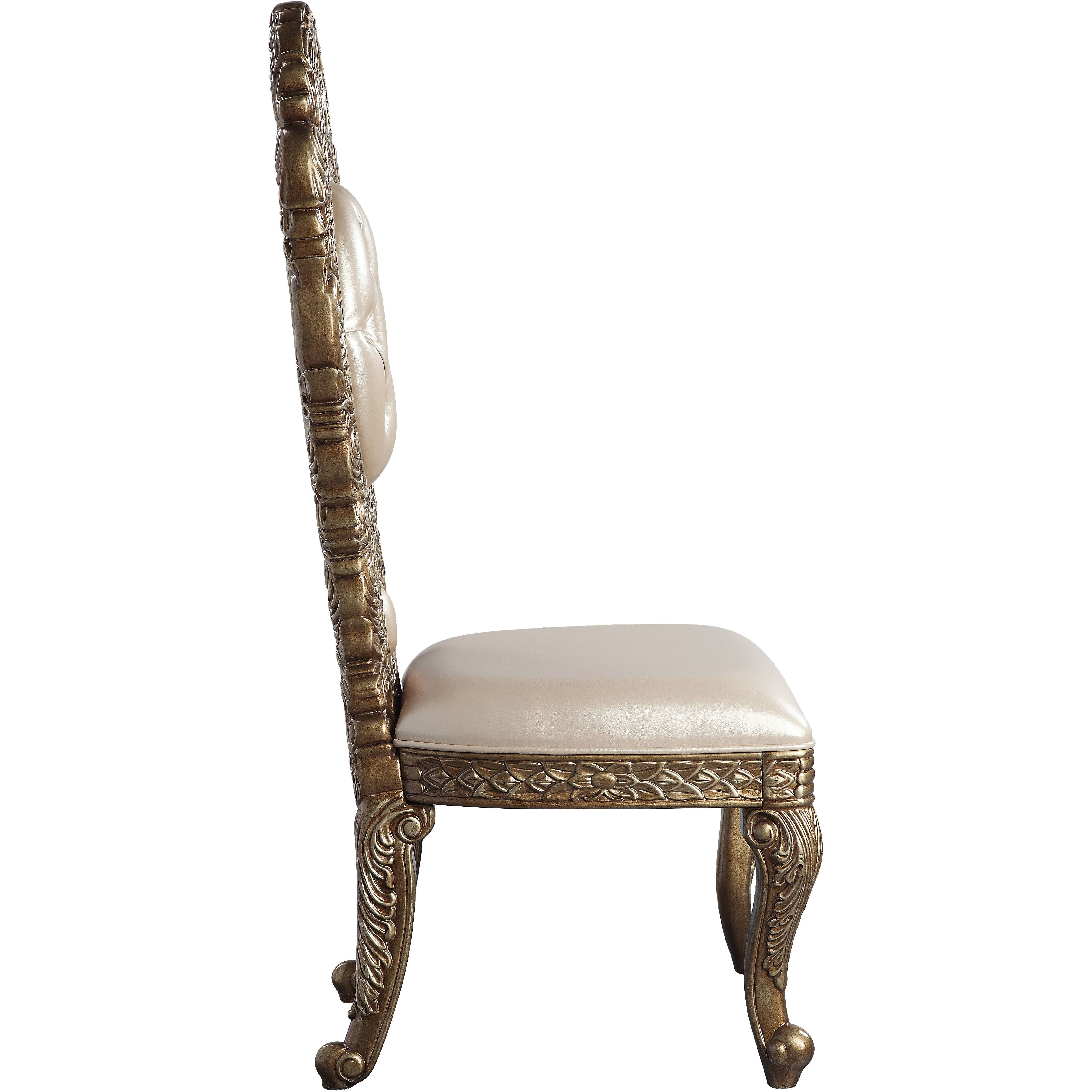 Ivory And Gold Side Chair With Tufted Back (Set Of 2)