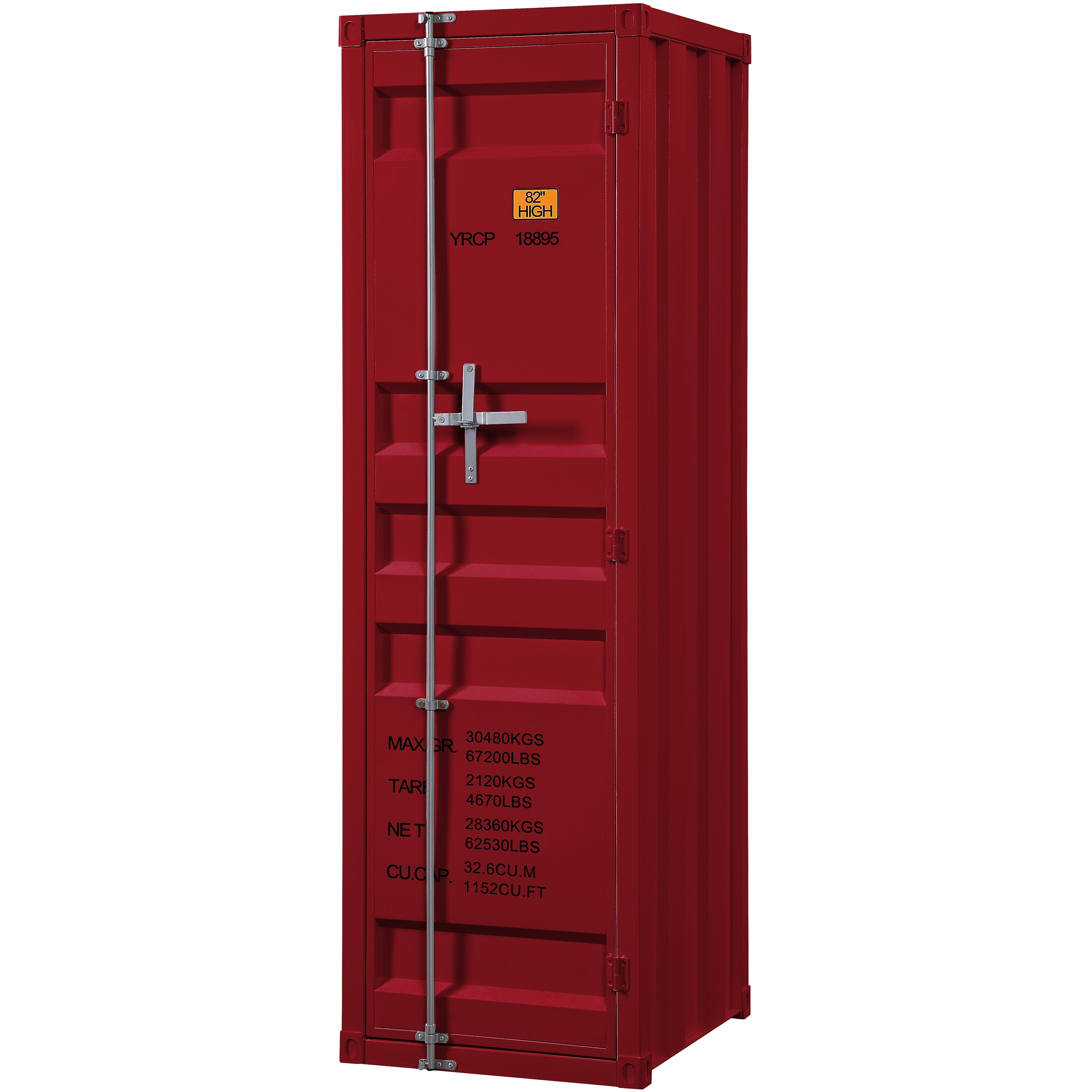 Red 1-Door Wardrobe With Container Lock