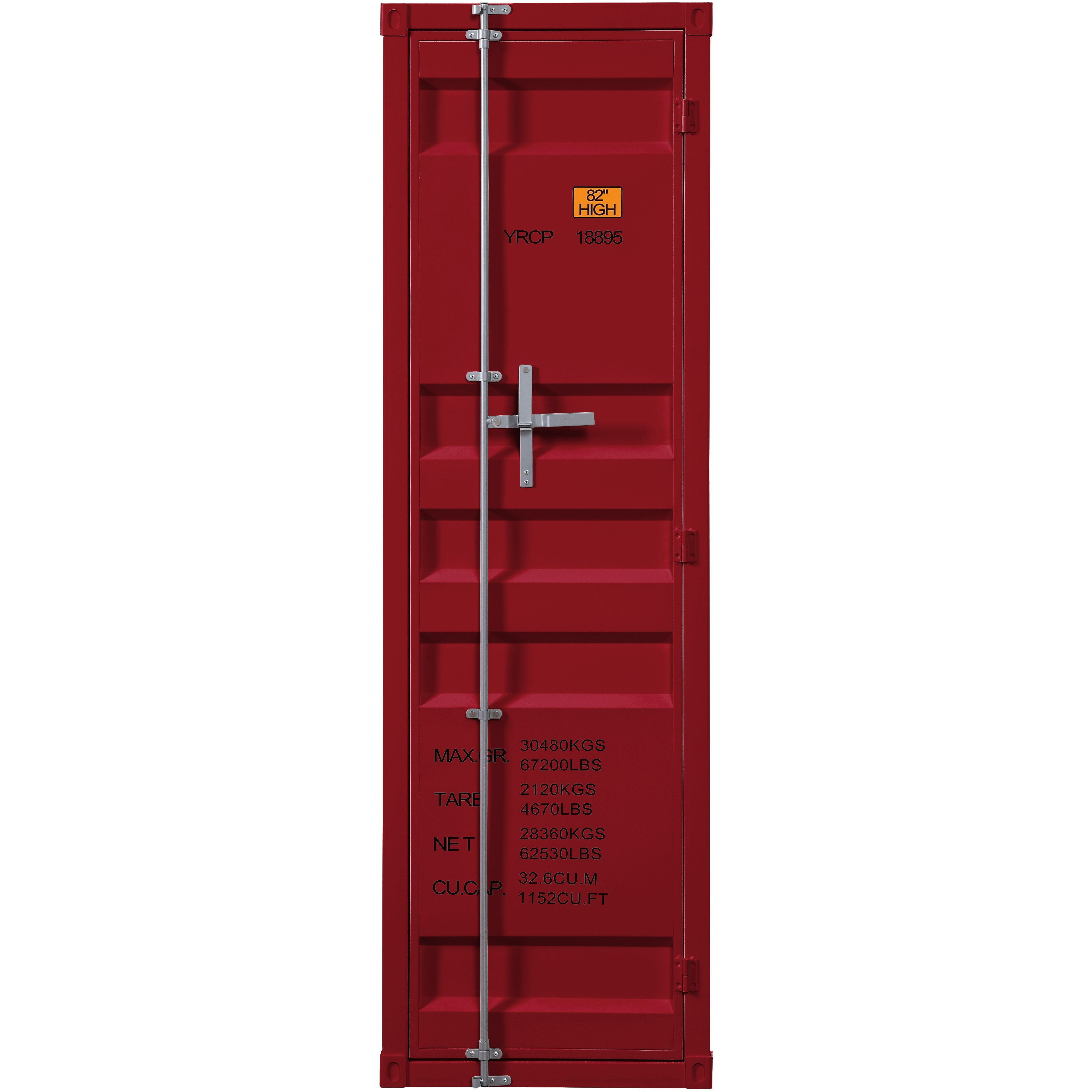 Red 1-Door Wardrobe With Container Lock