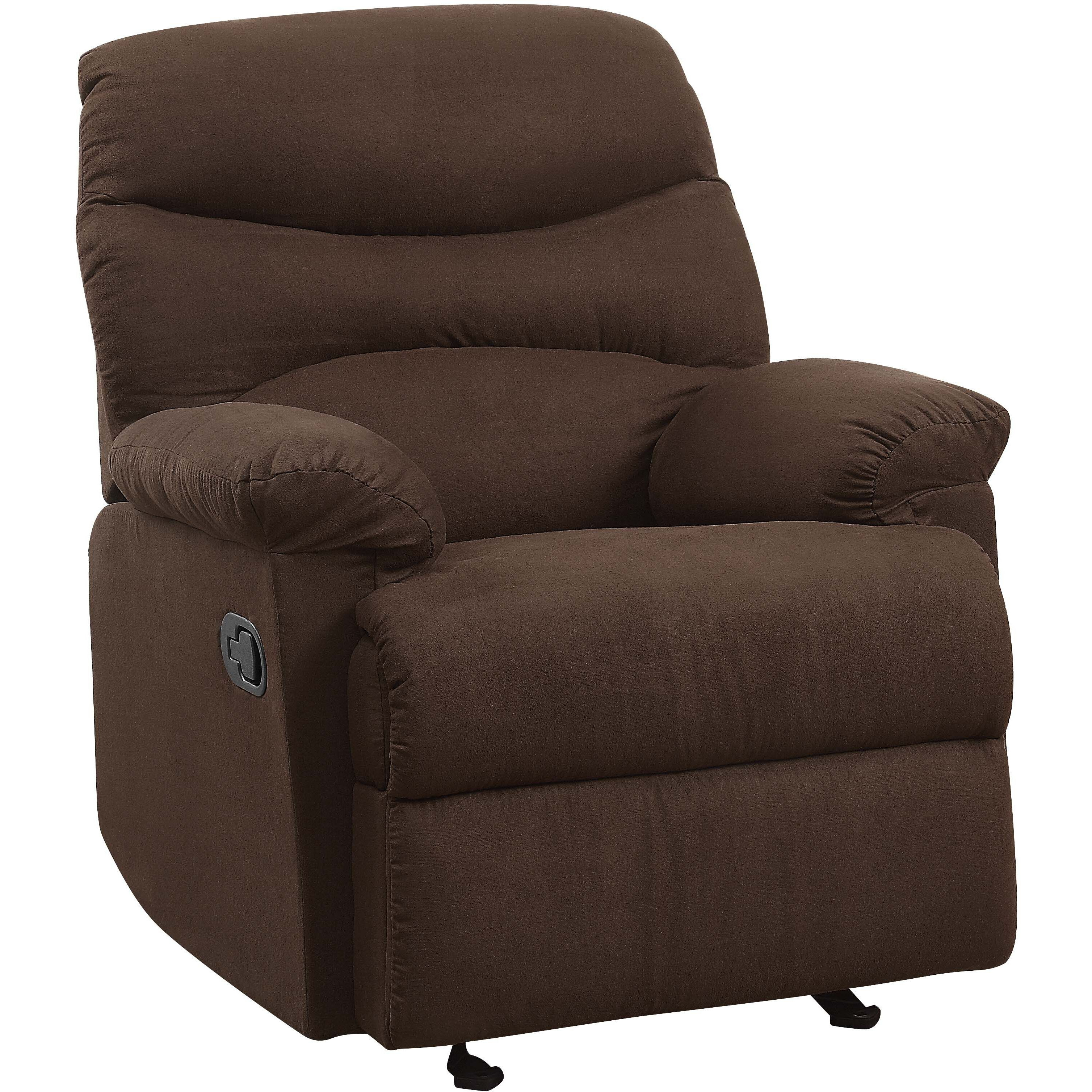 Chocolate Glider Recliner With Pillow Top Armrest