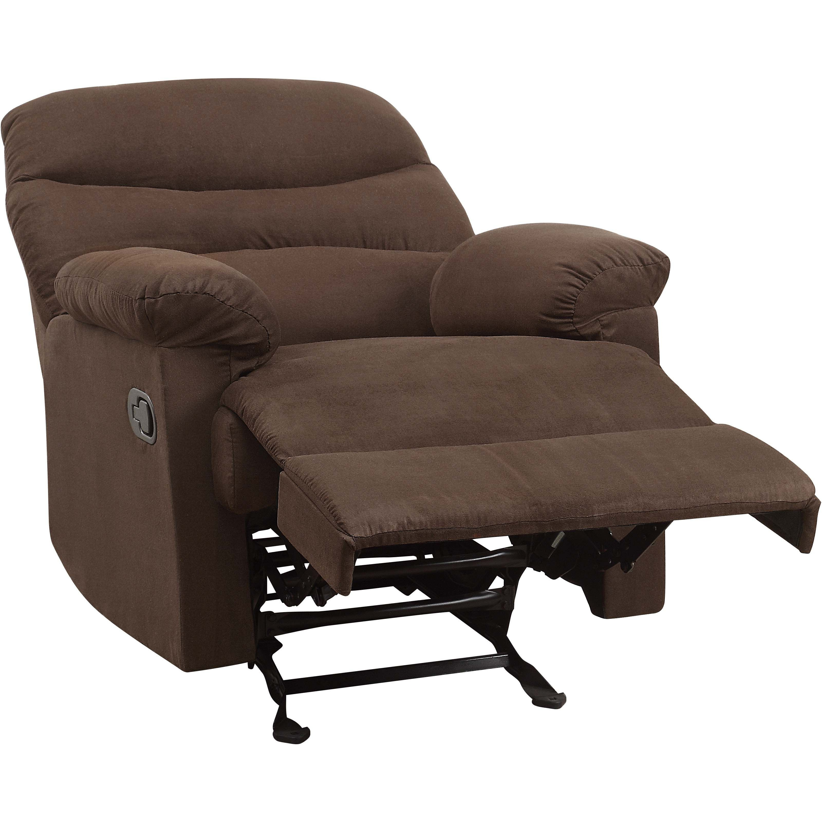 Chocolate Glider Recliner With Pillow Top Armrest