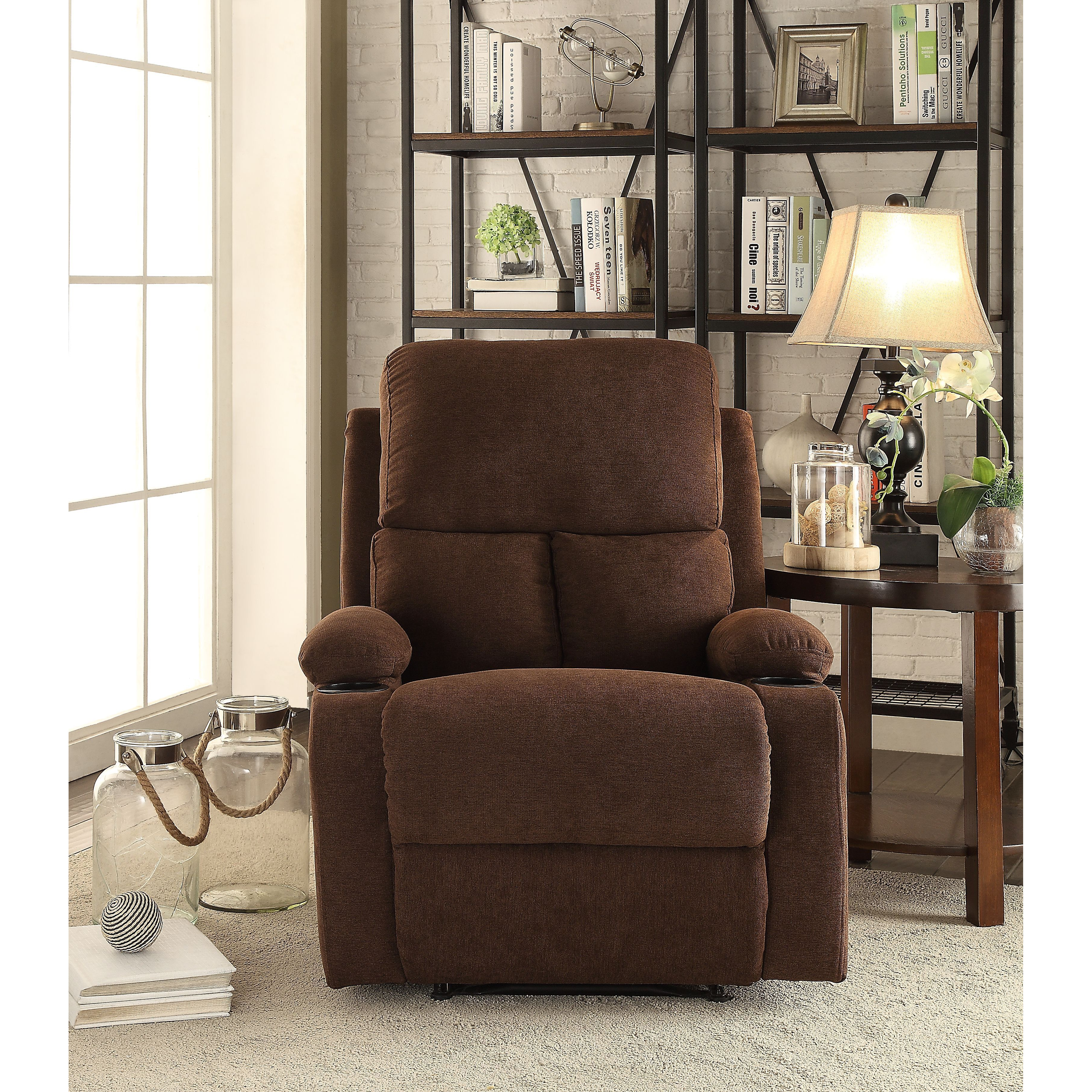 Chocolate Recliner With Cup Holder