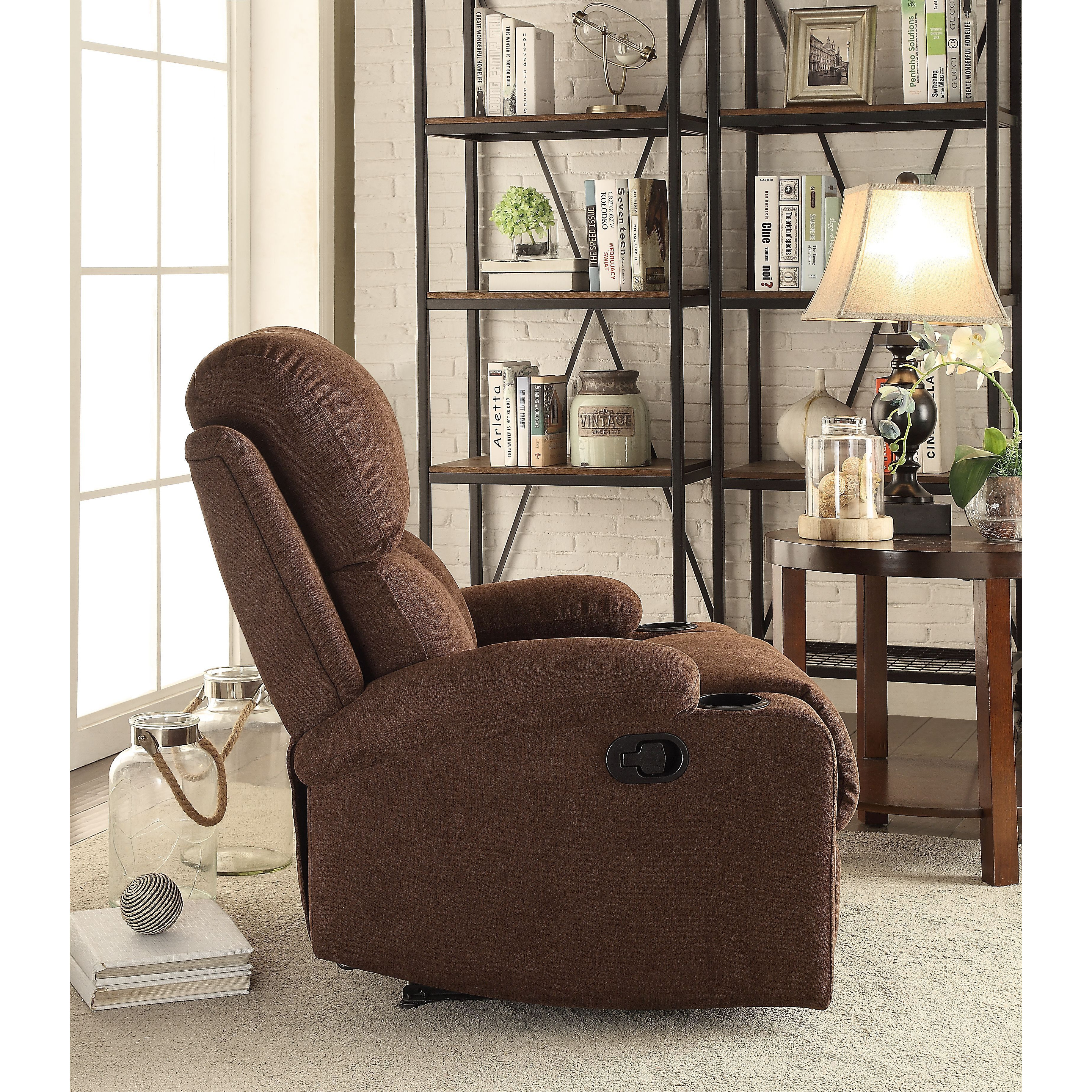 Chocolate Recliner With Cup Holder