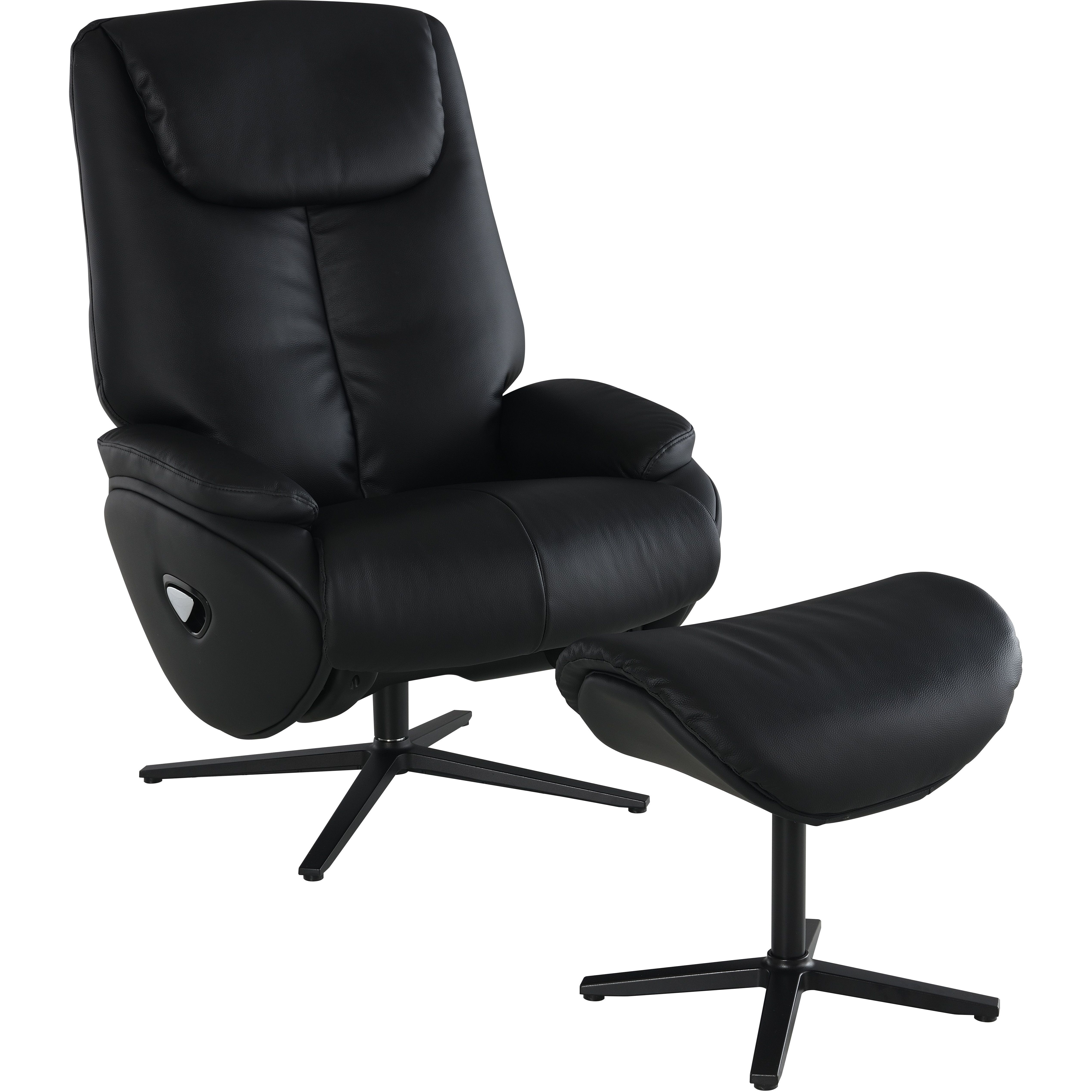 Black Motion Swivel Accent Chair With Ottoman