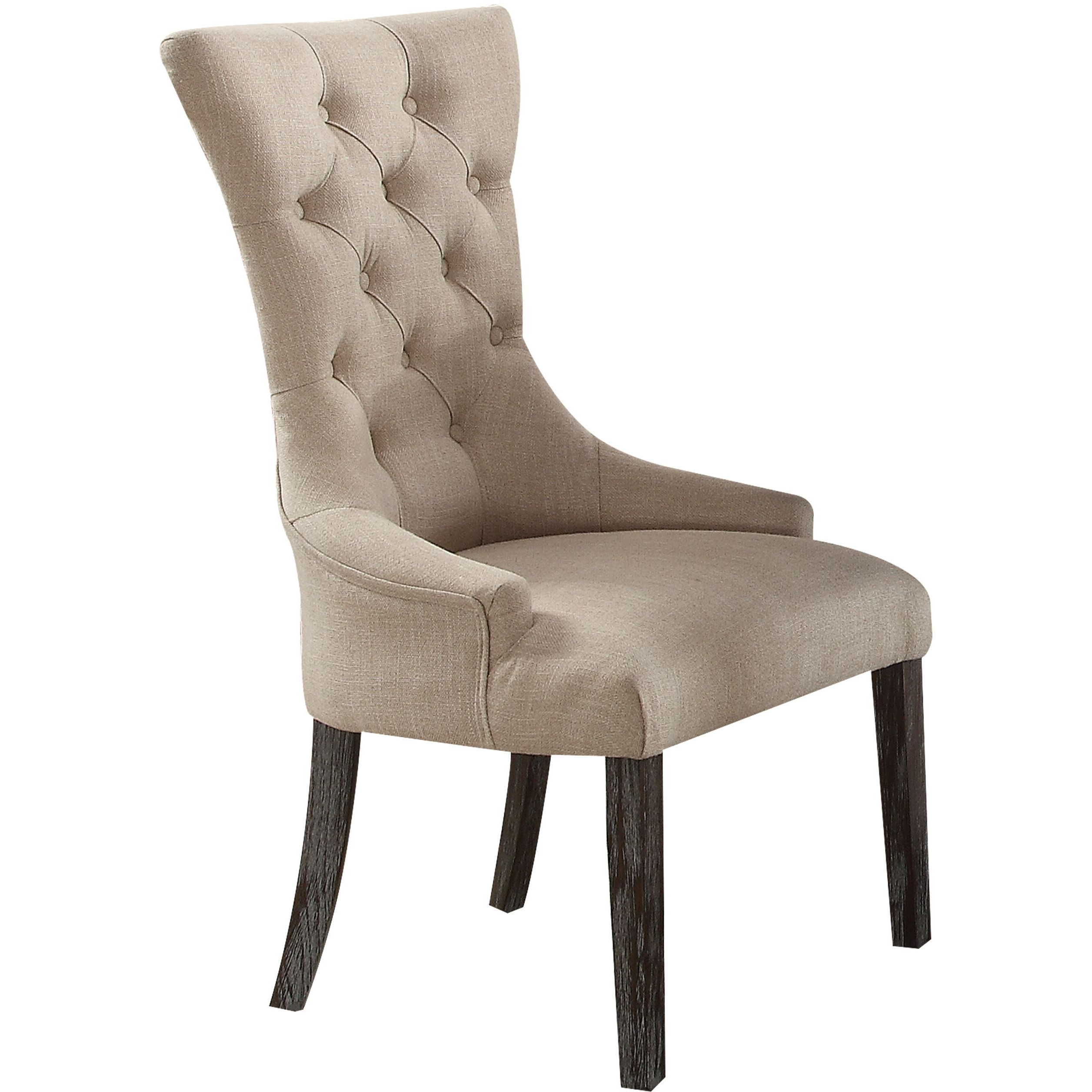 Beige And Weathered Espresso Tufted Side Chair (Set Of 2)