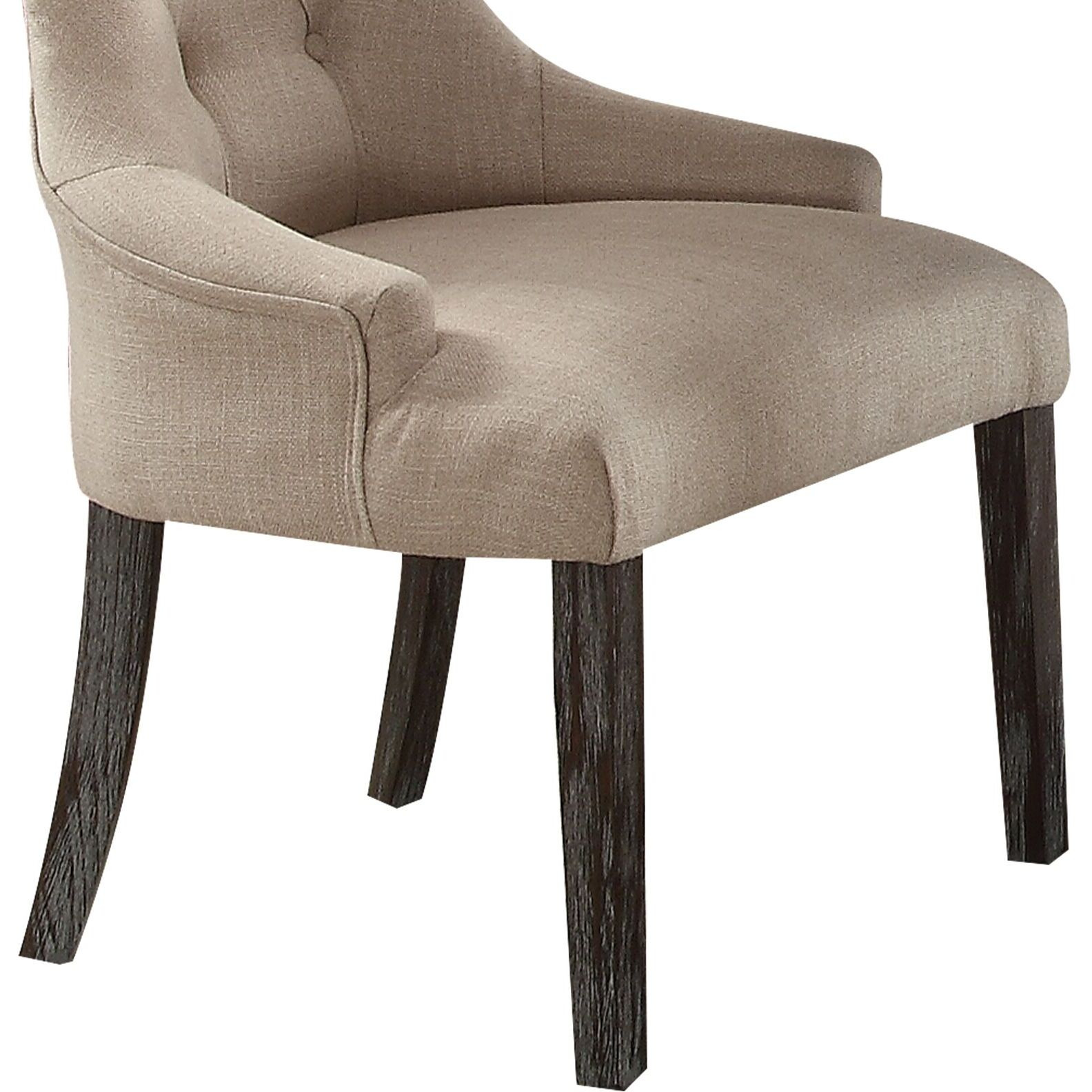 Beige And Weathered Espresso Tufted Side Chair (Set Of 2)