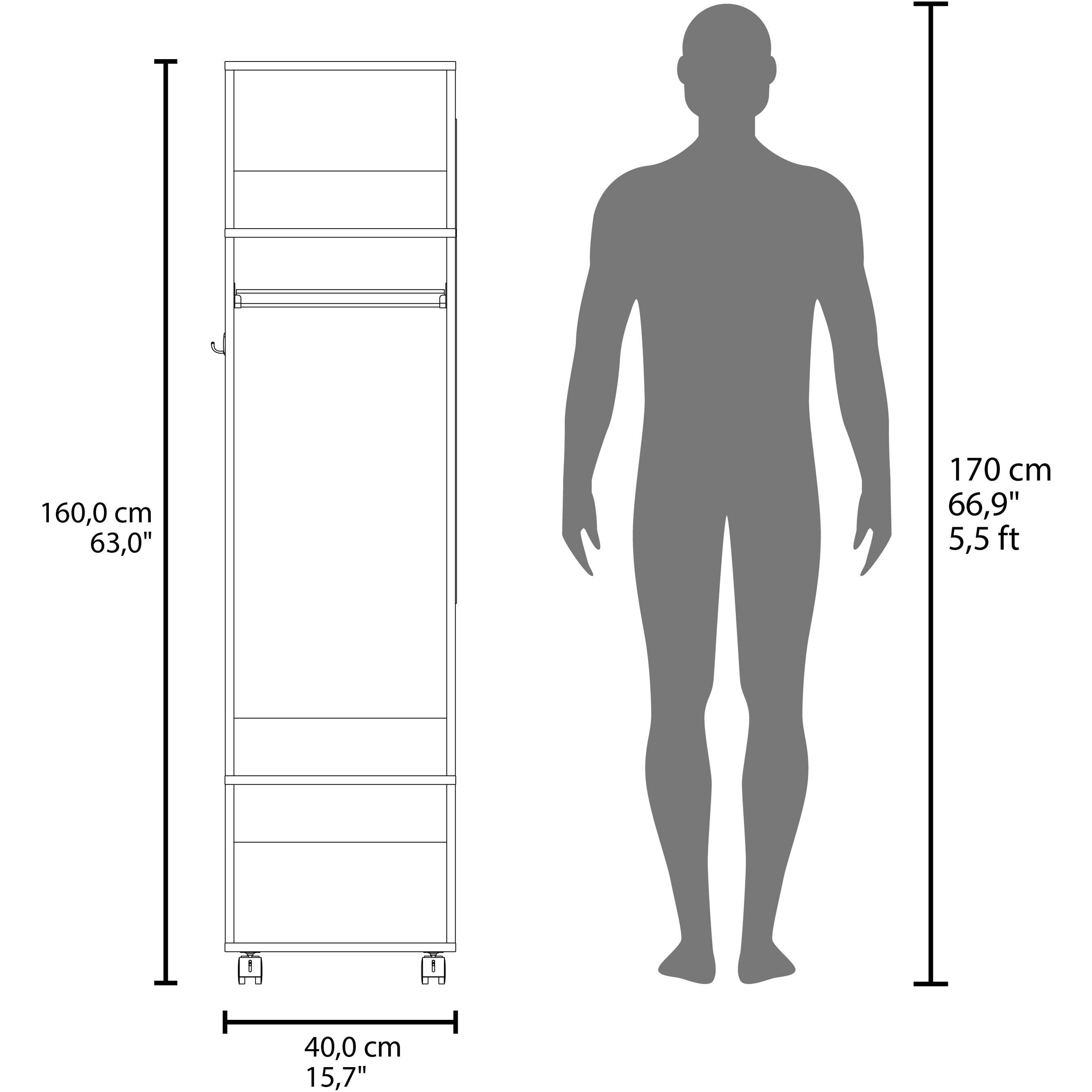 Benson Wardrobe In Melamine With Mirror And Open Storage