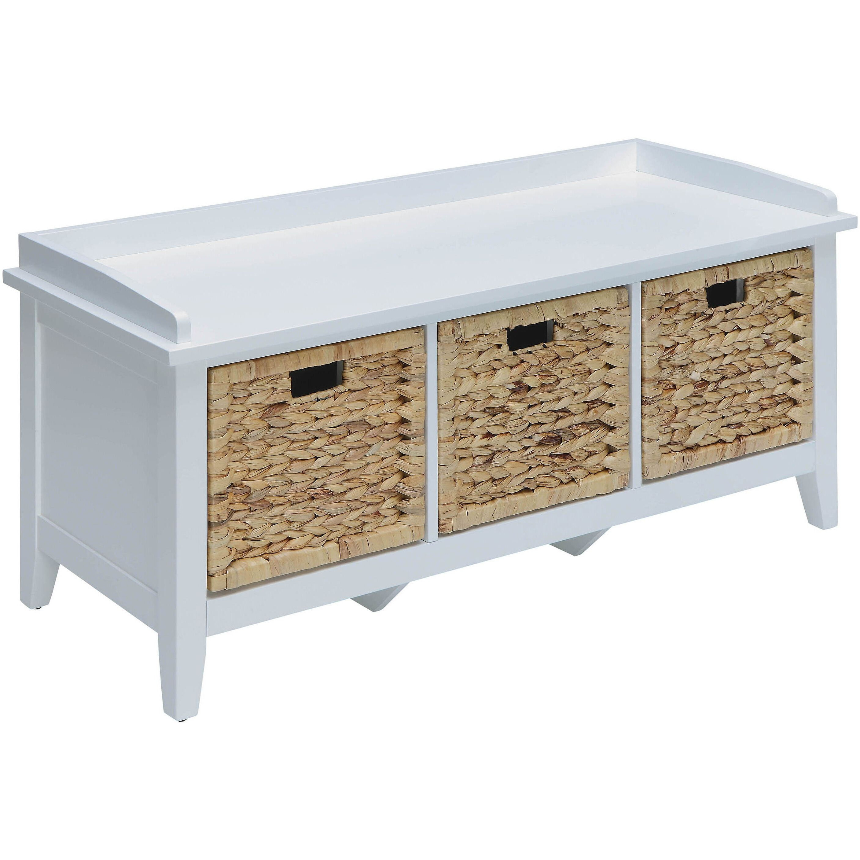 Beige And White Bench With 3-Drawer