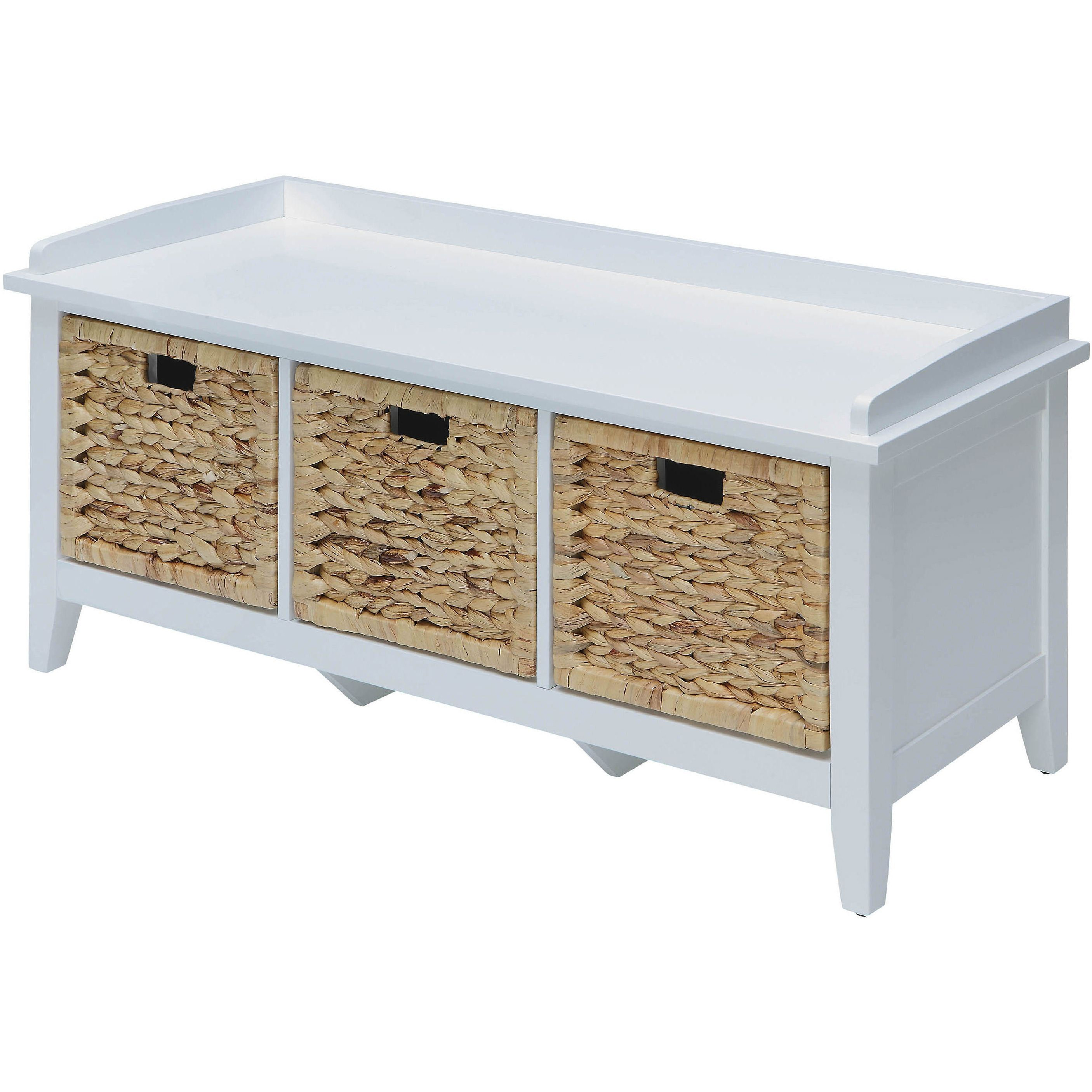 Beige And White Bench With 3-Drawer