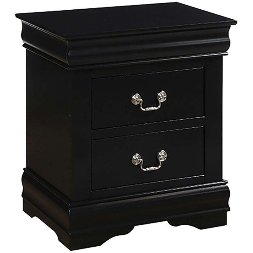 Black 2-Drawer Nightstand