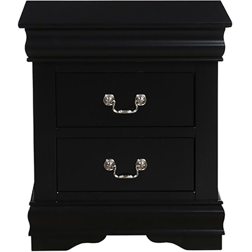 Black 2-Drawer Nightstand