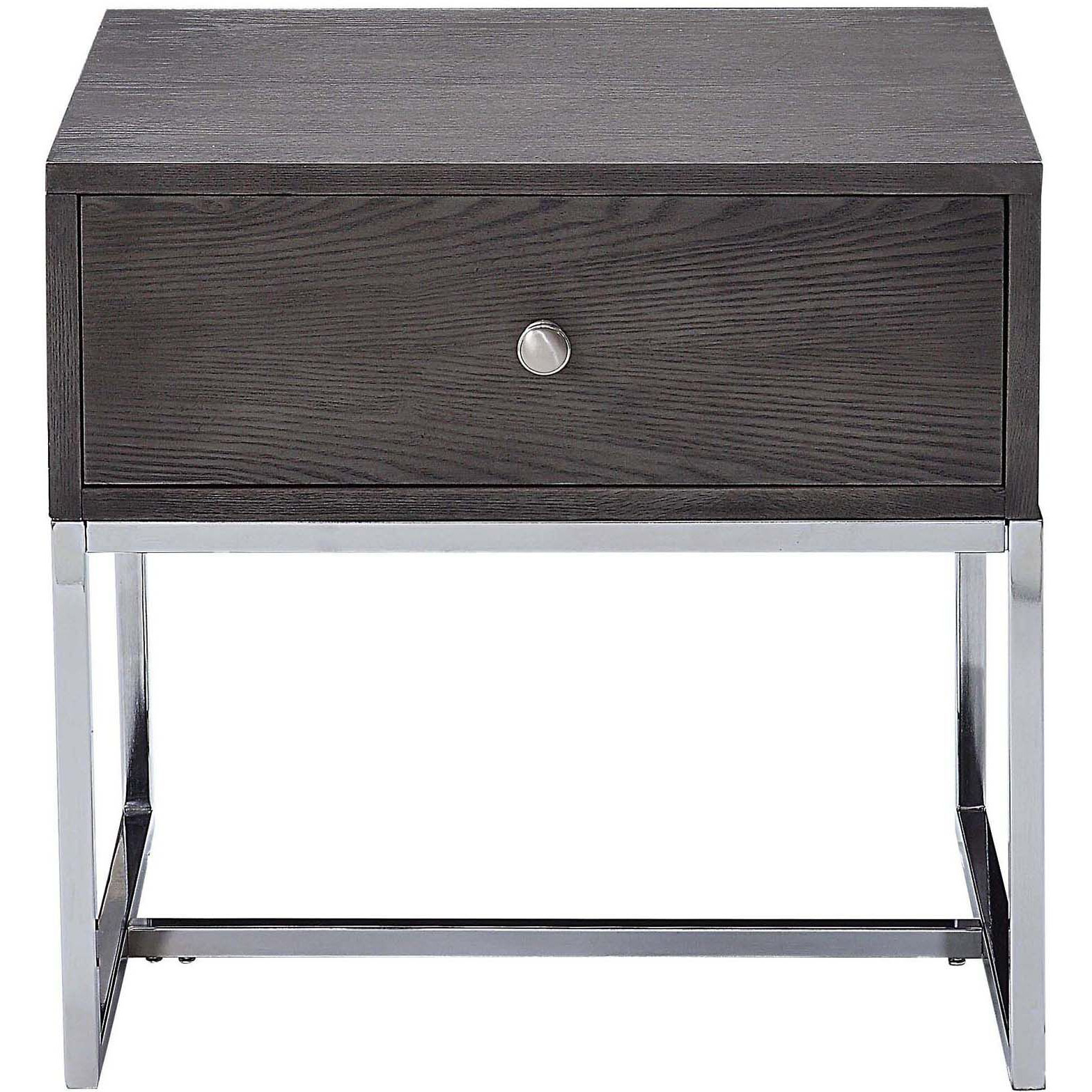 Grey Oak And Chrome Storage End Table