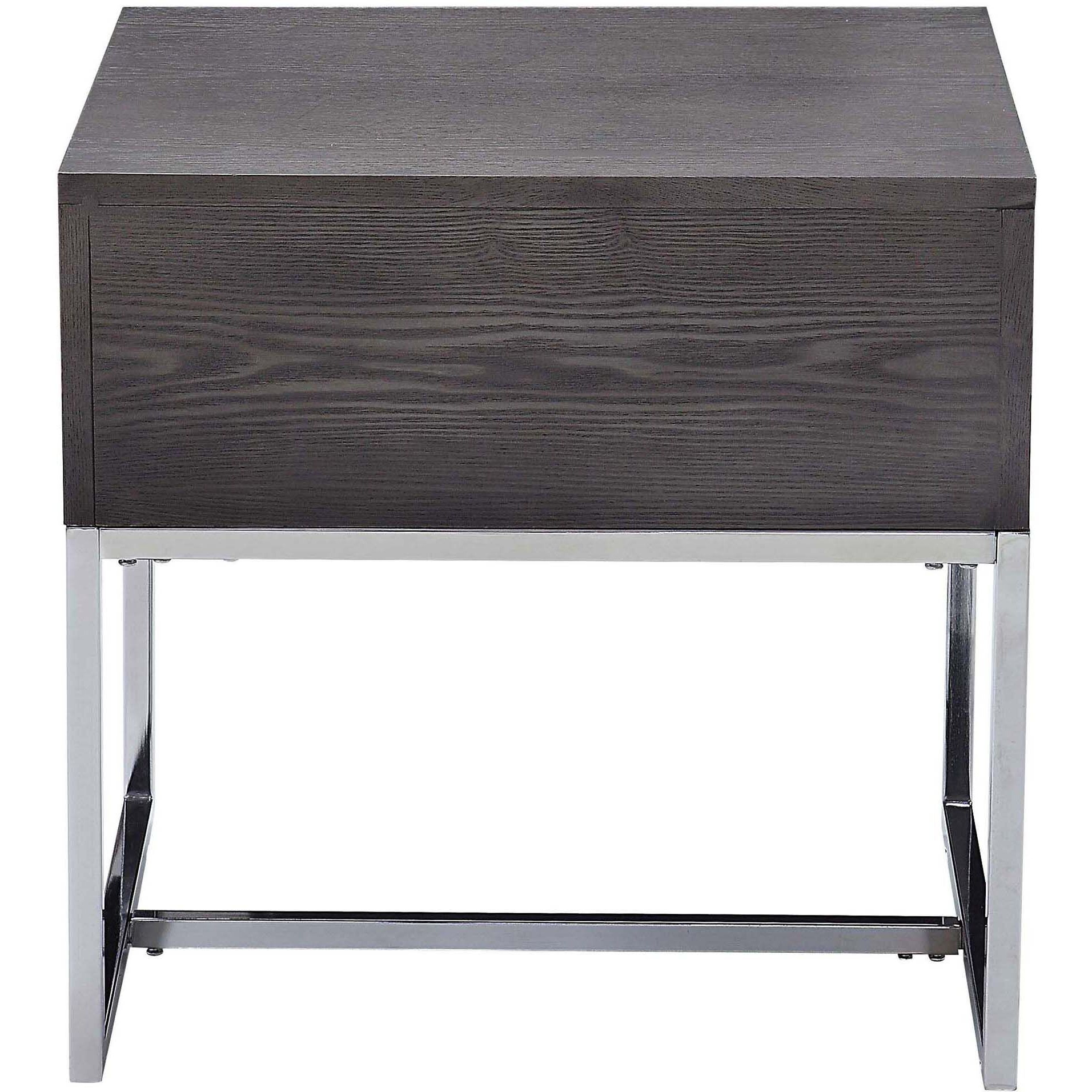 Grey Oak And Chrome Storage End Table