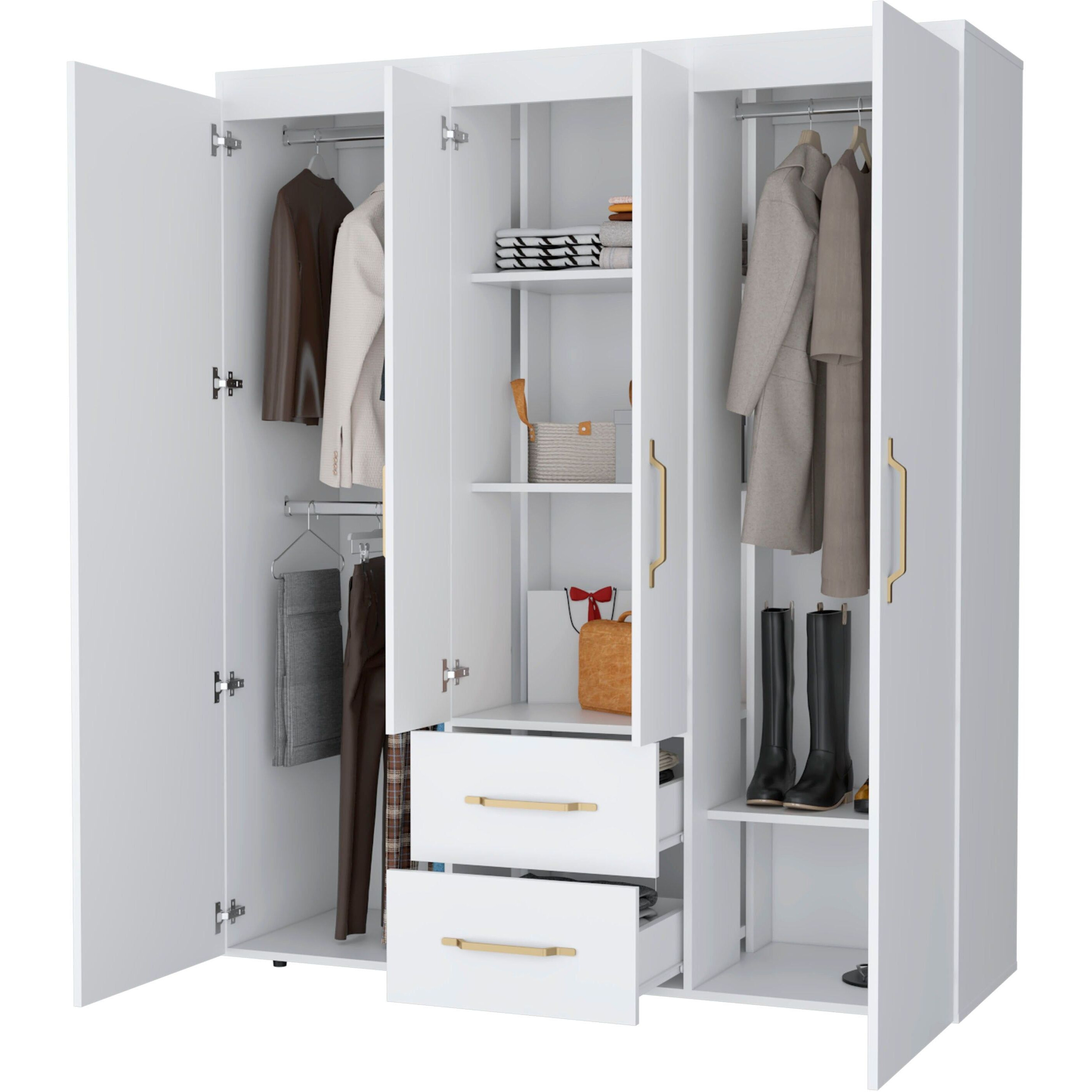 White All-In-One 2-Door Armoire