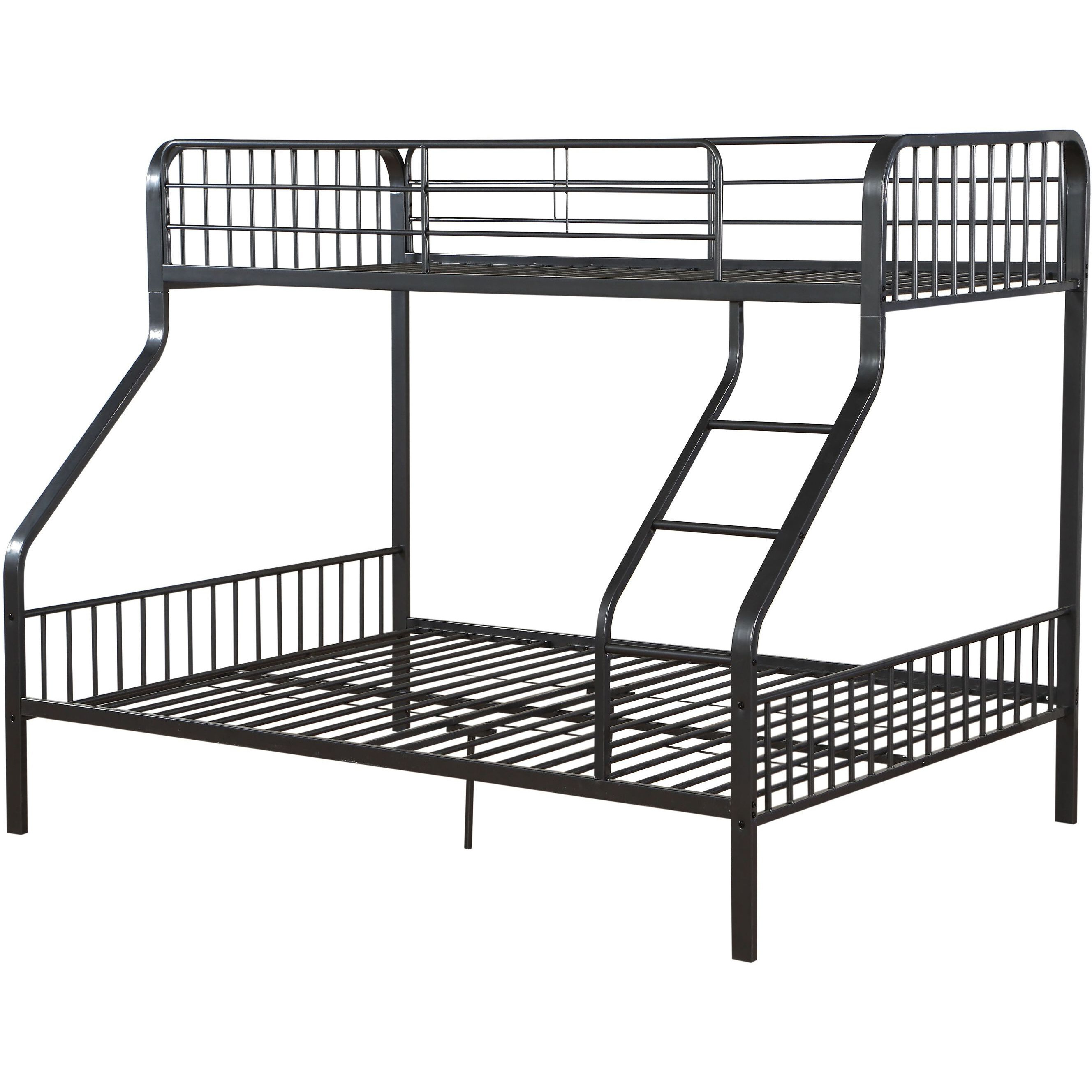 Gunmetal Twin Xl/Queen Bunk Bed With Built-In Ladder