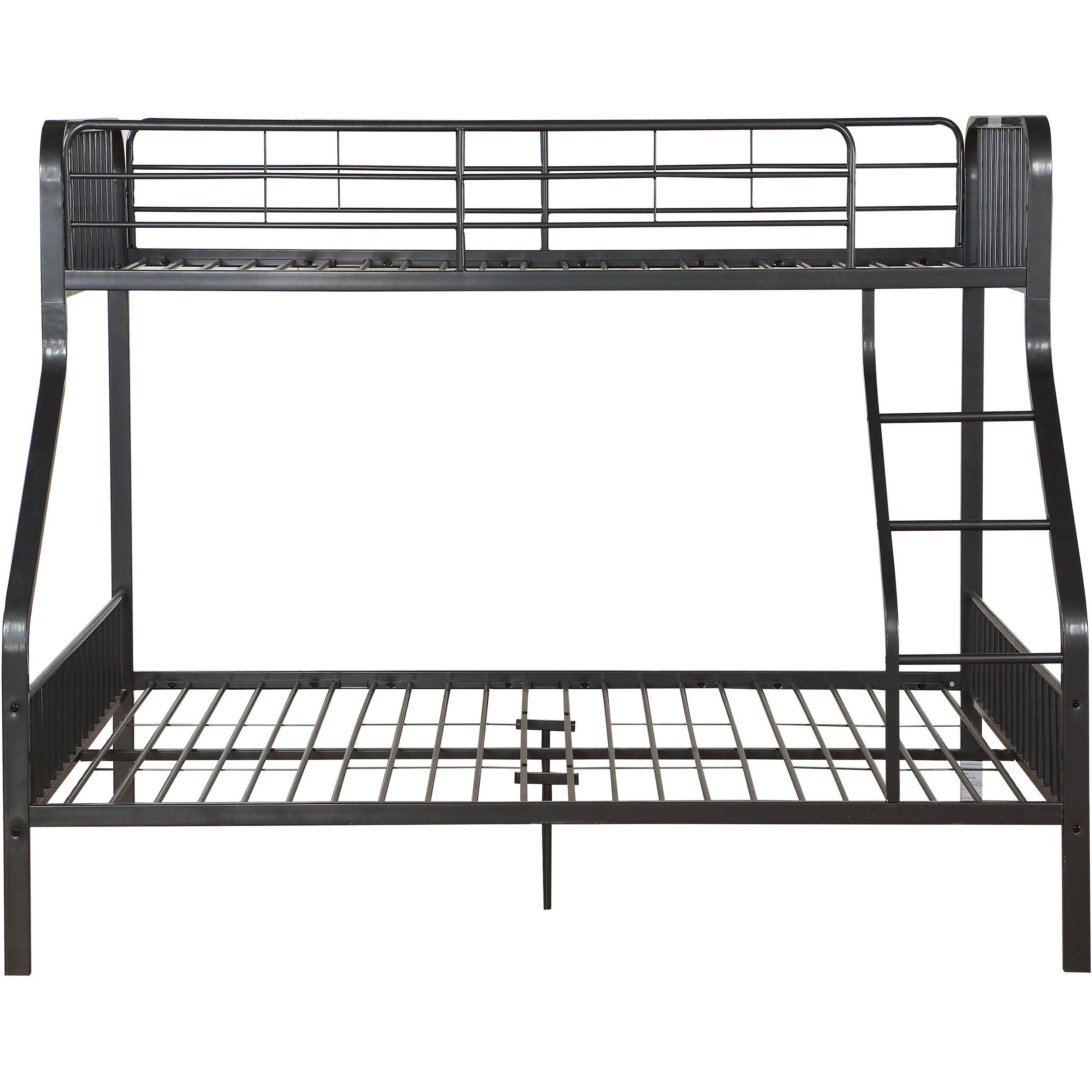 Gunmetal Twin Xl/Queen Bunk Bed With Built-In Ladder