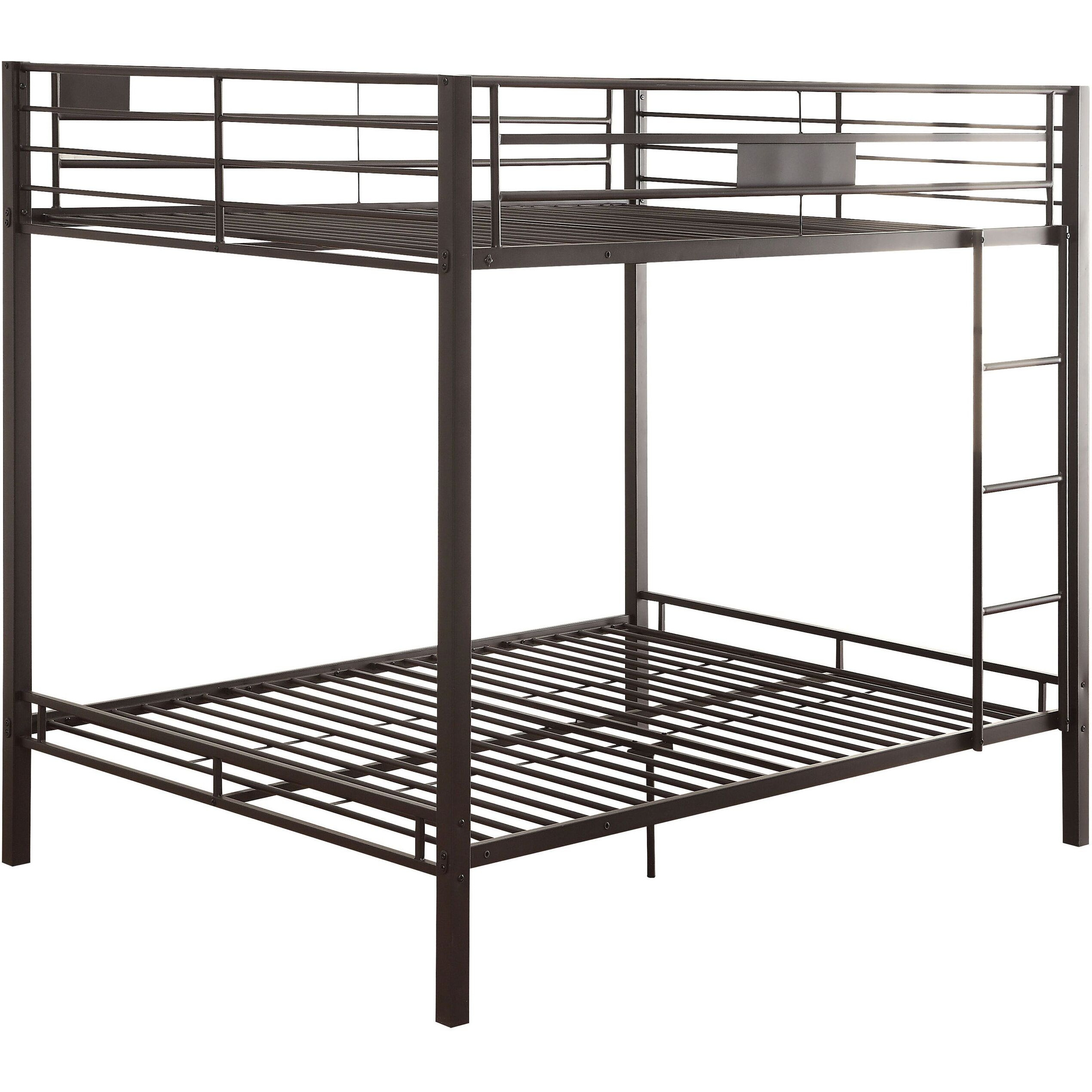 Sandy Black Double Queen Bunk Bed With Built-In Ladder