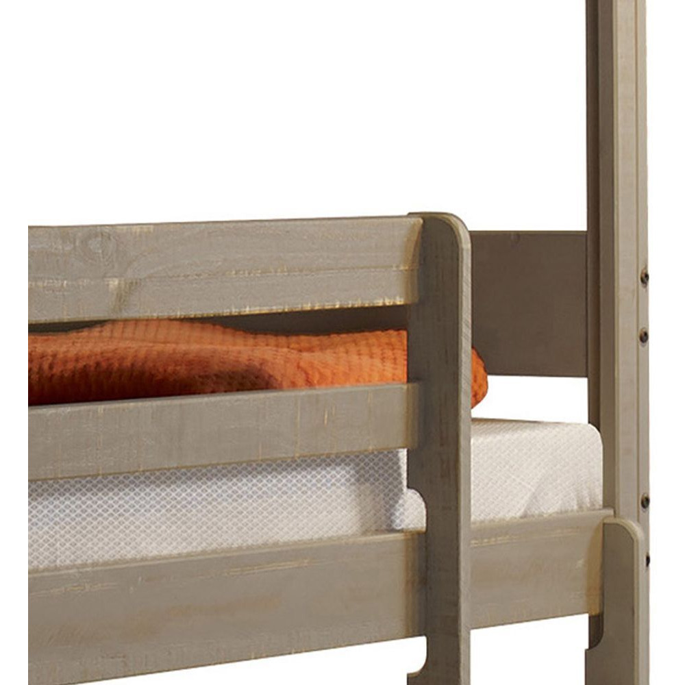 Rustic Grey Twin Over Twin Bunk Bed With Built-In Ladder