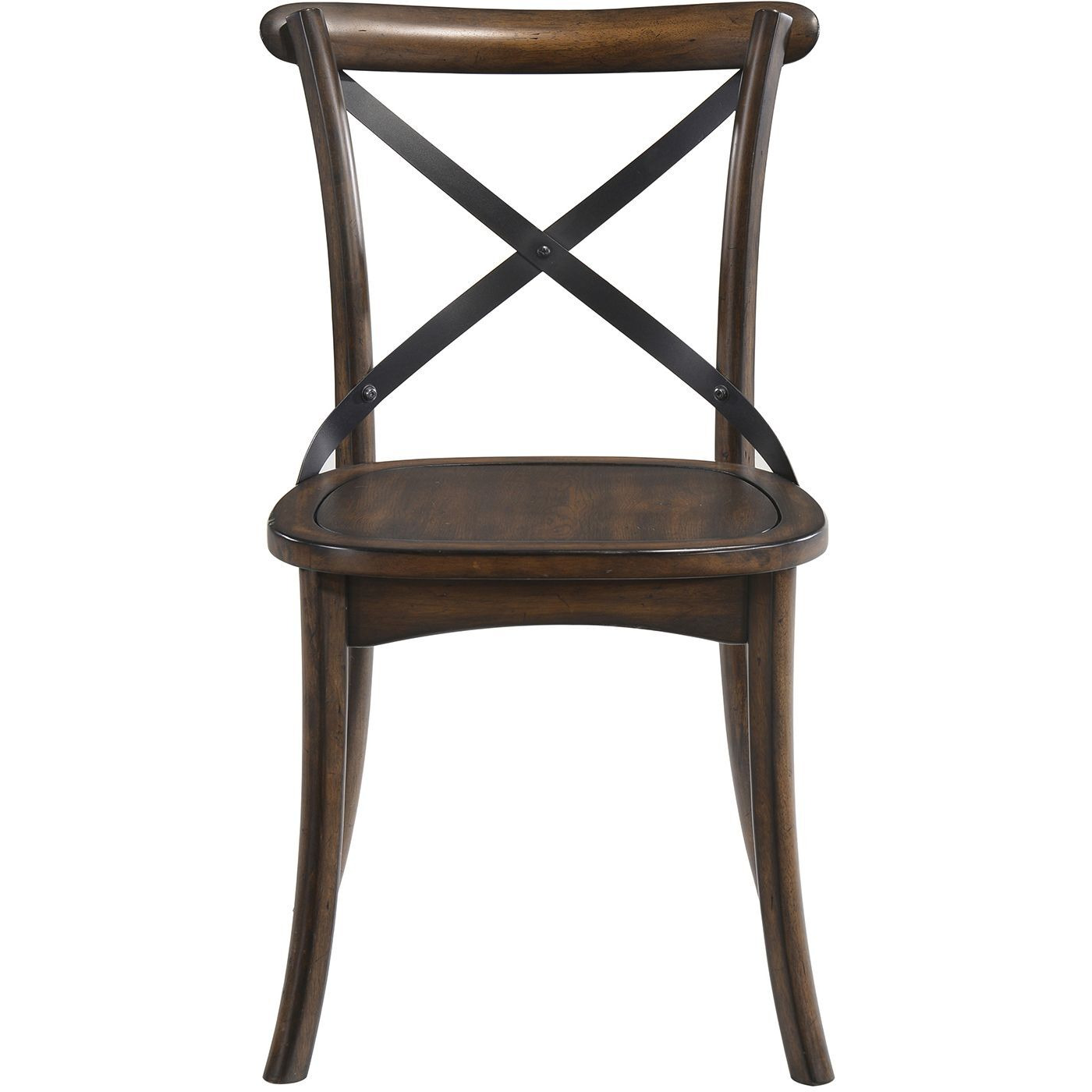 Dark Oak And Black Side Chair With X Shape Back (Set Of 2)