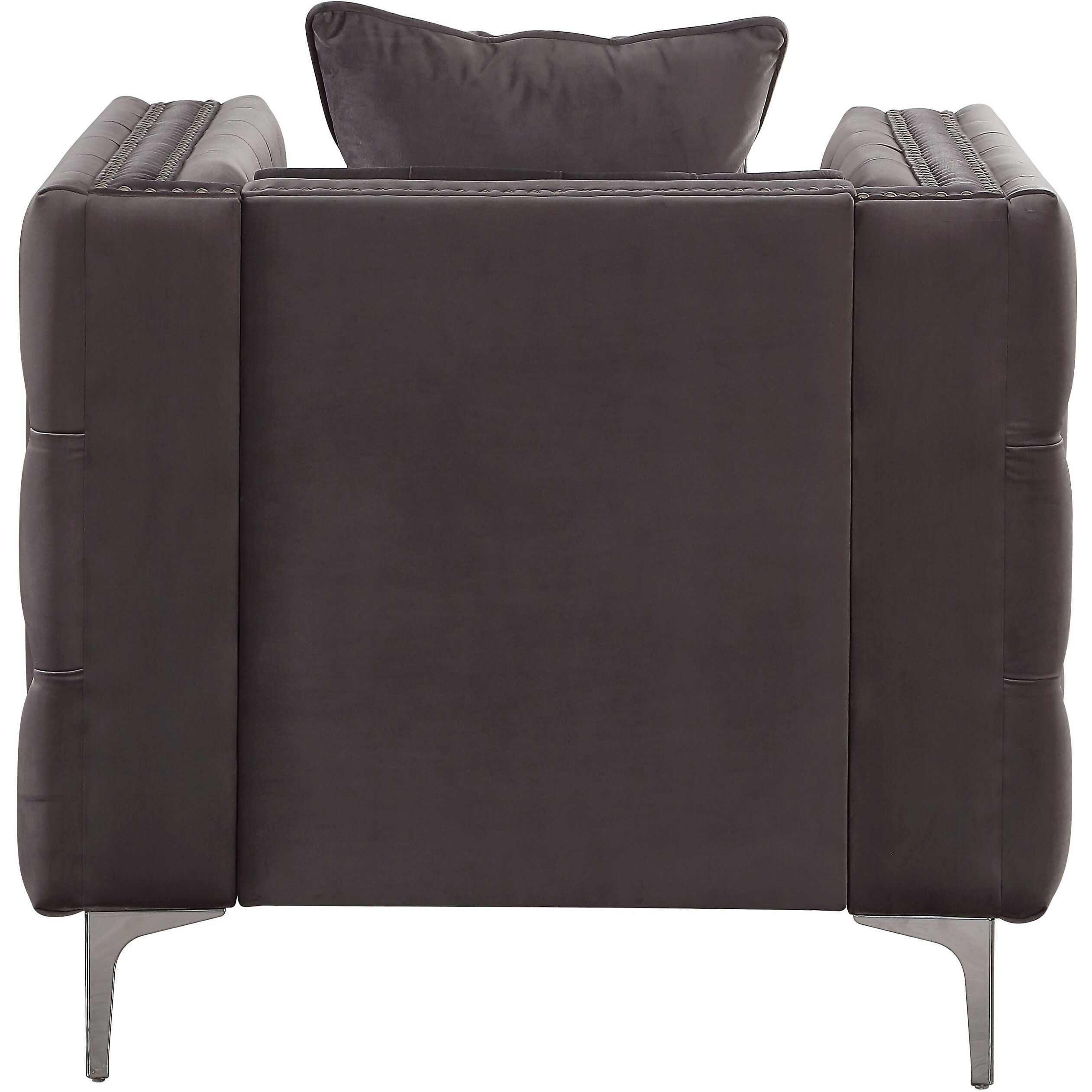 Dark Grey Tufted Pillow Back Accent Chair