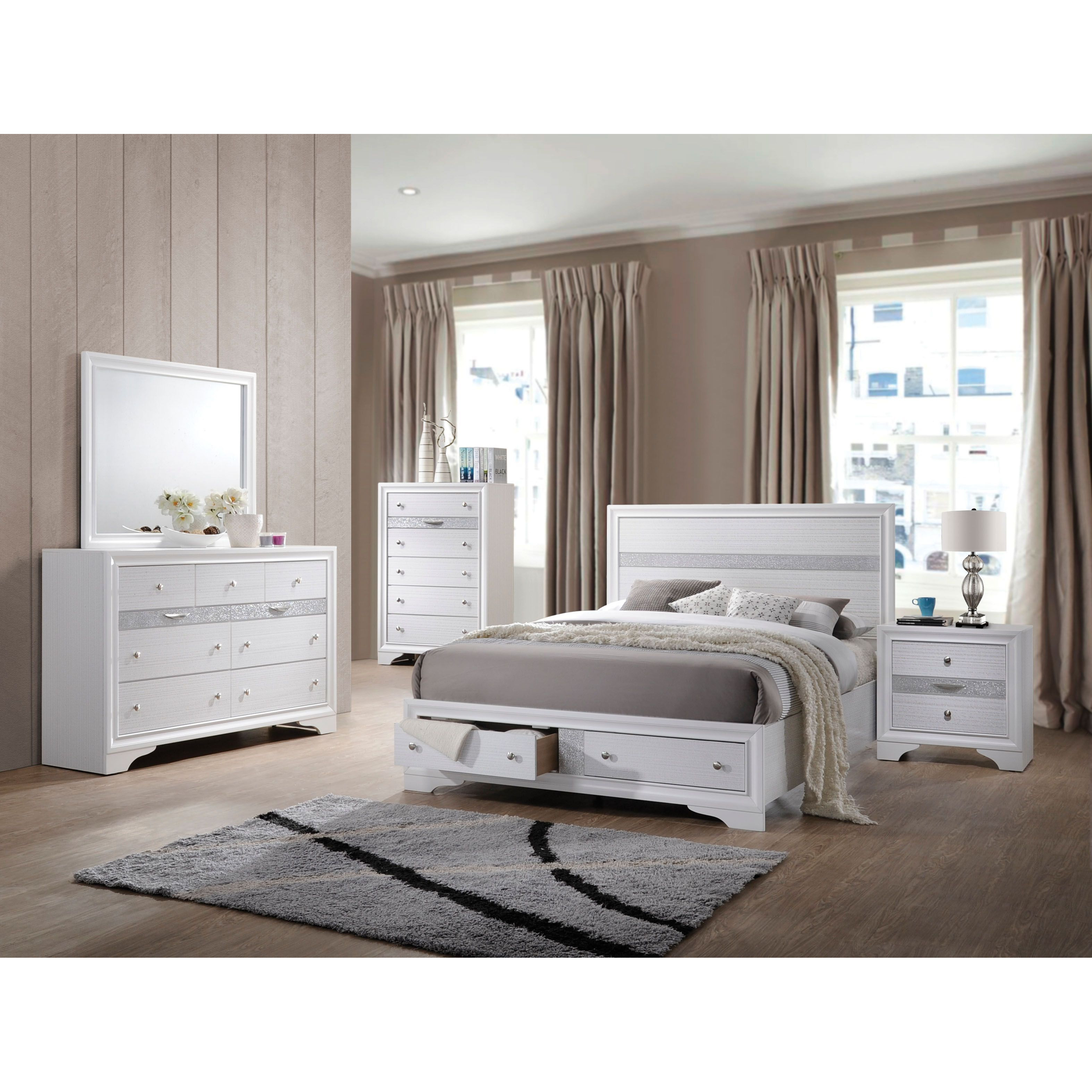 White Queen Bed With Storage