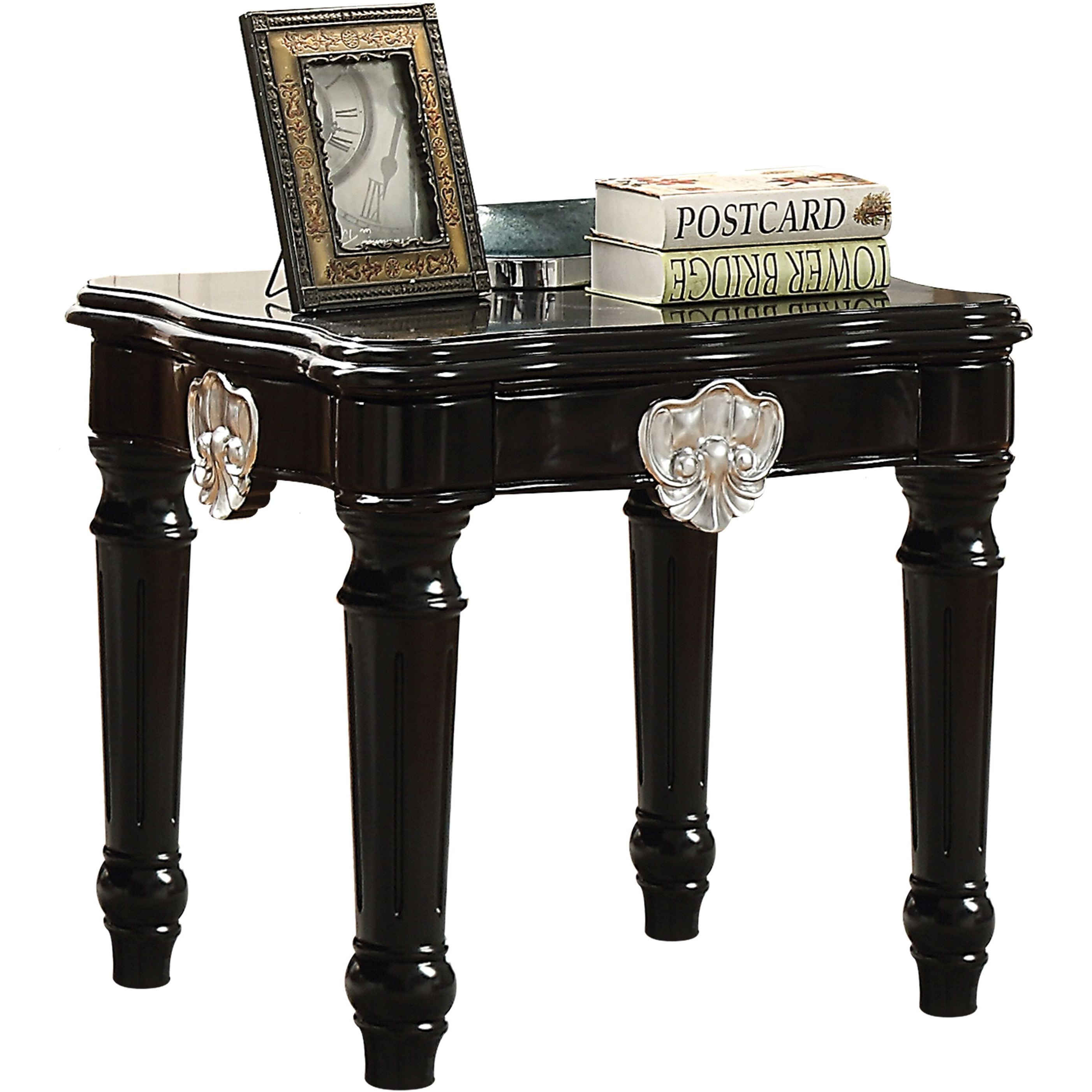 Black End Table With Turned Legs