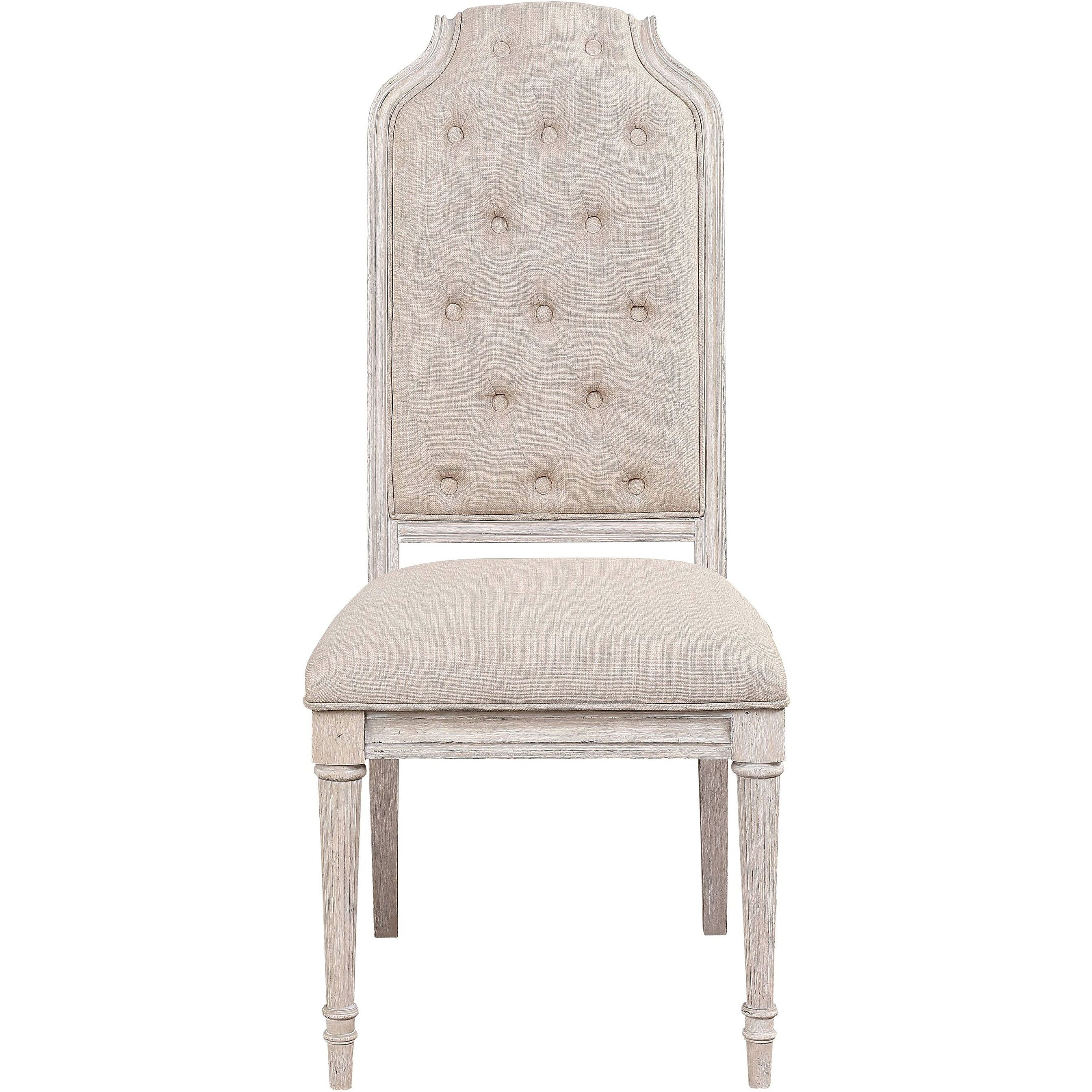 Beige And Antique Champagne Tufted Back Side Chairs (Set Of 2)