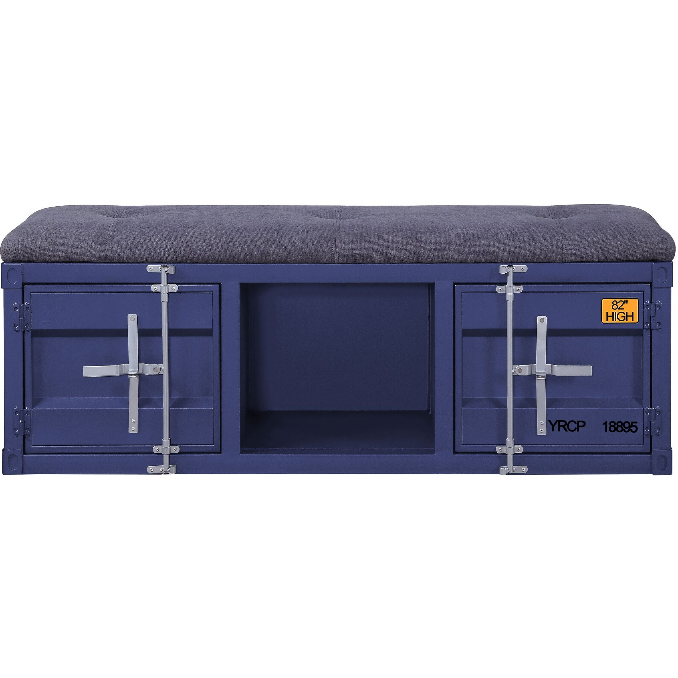 Grey And Blue Storage Bench