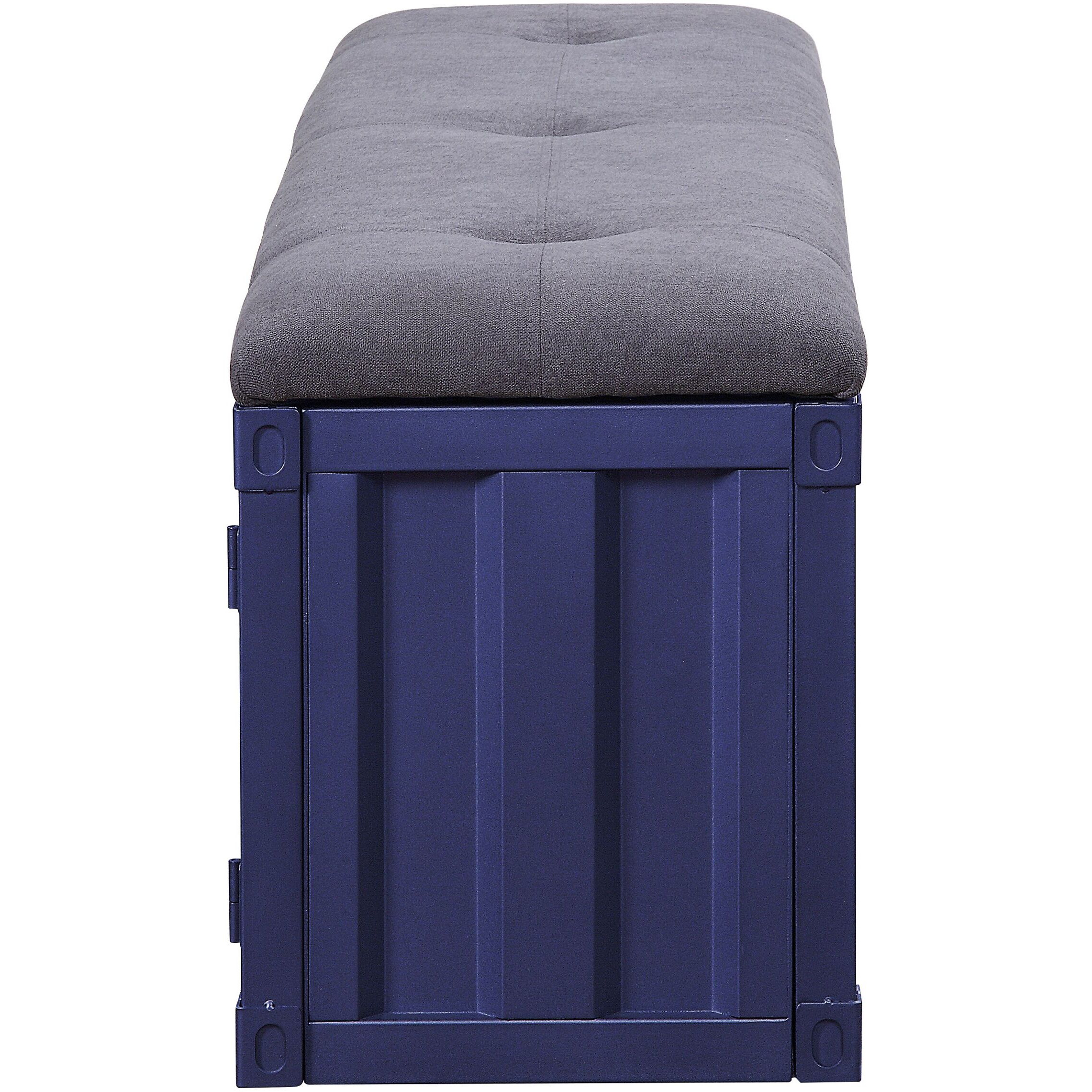 Grey And Blue Storage Bench