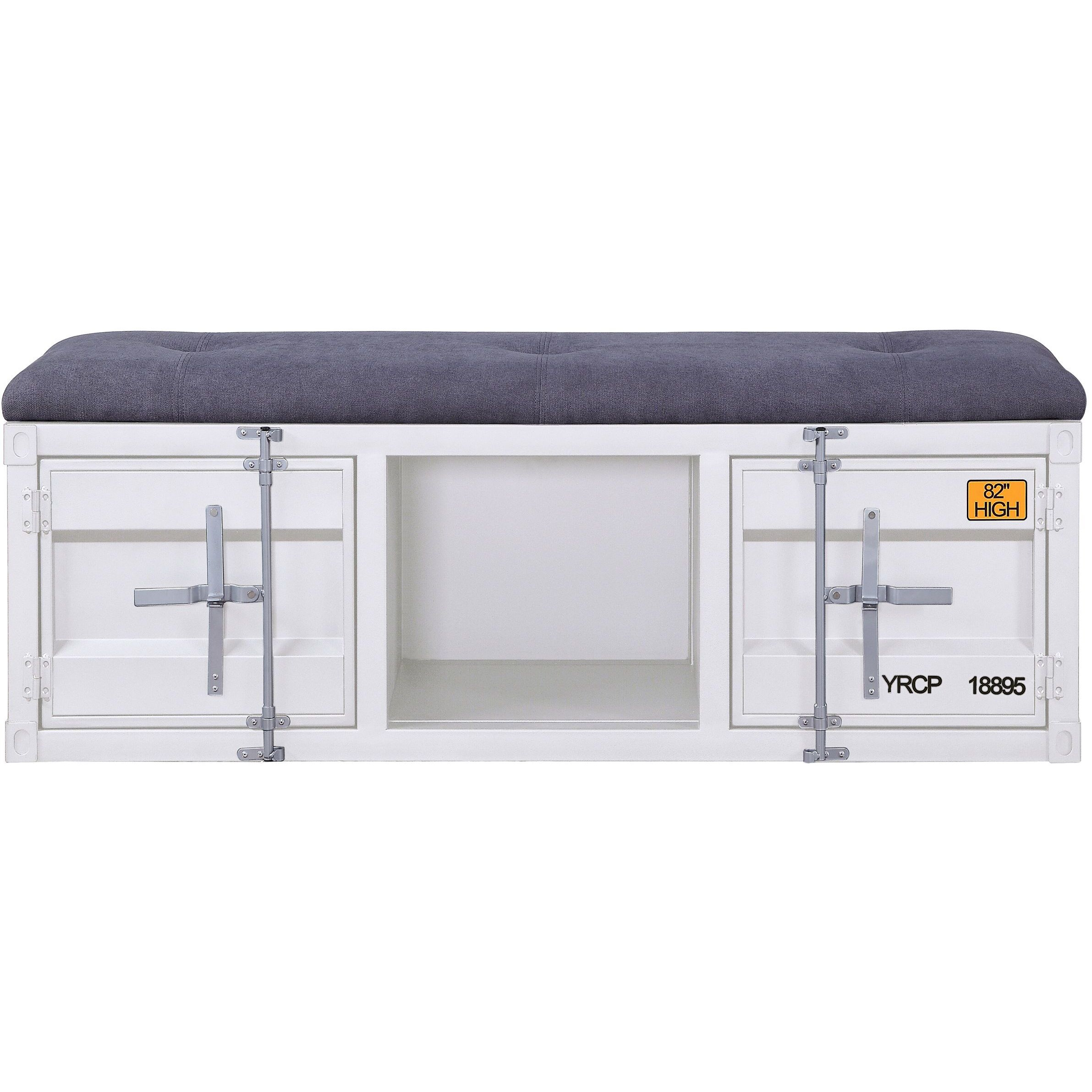 Grey And White Storage Bench