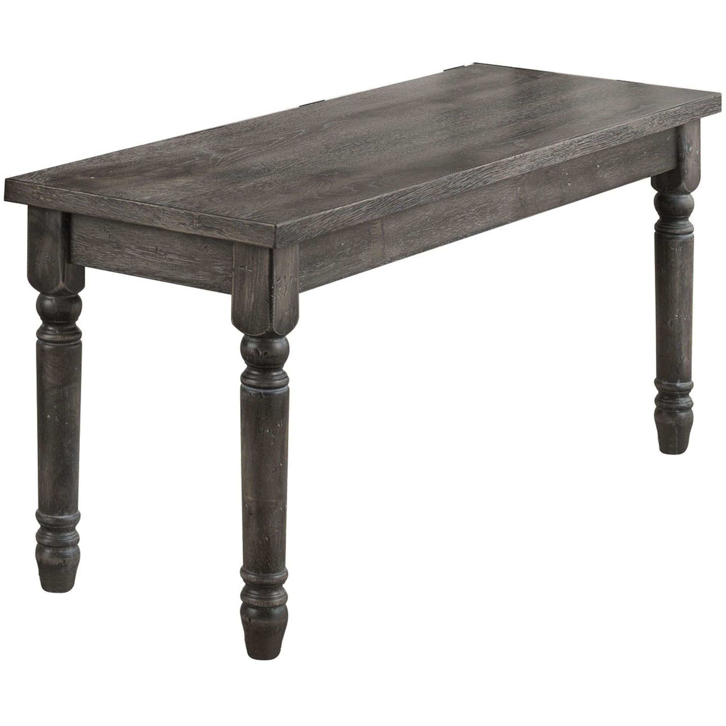 Weathered Grey Dining Bench With Turned Legs