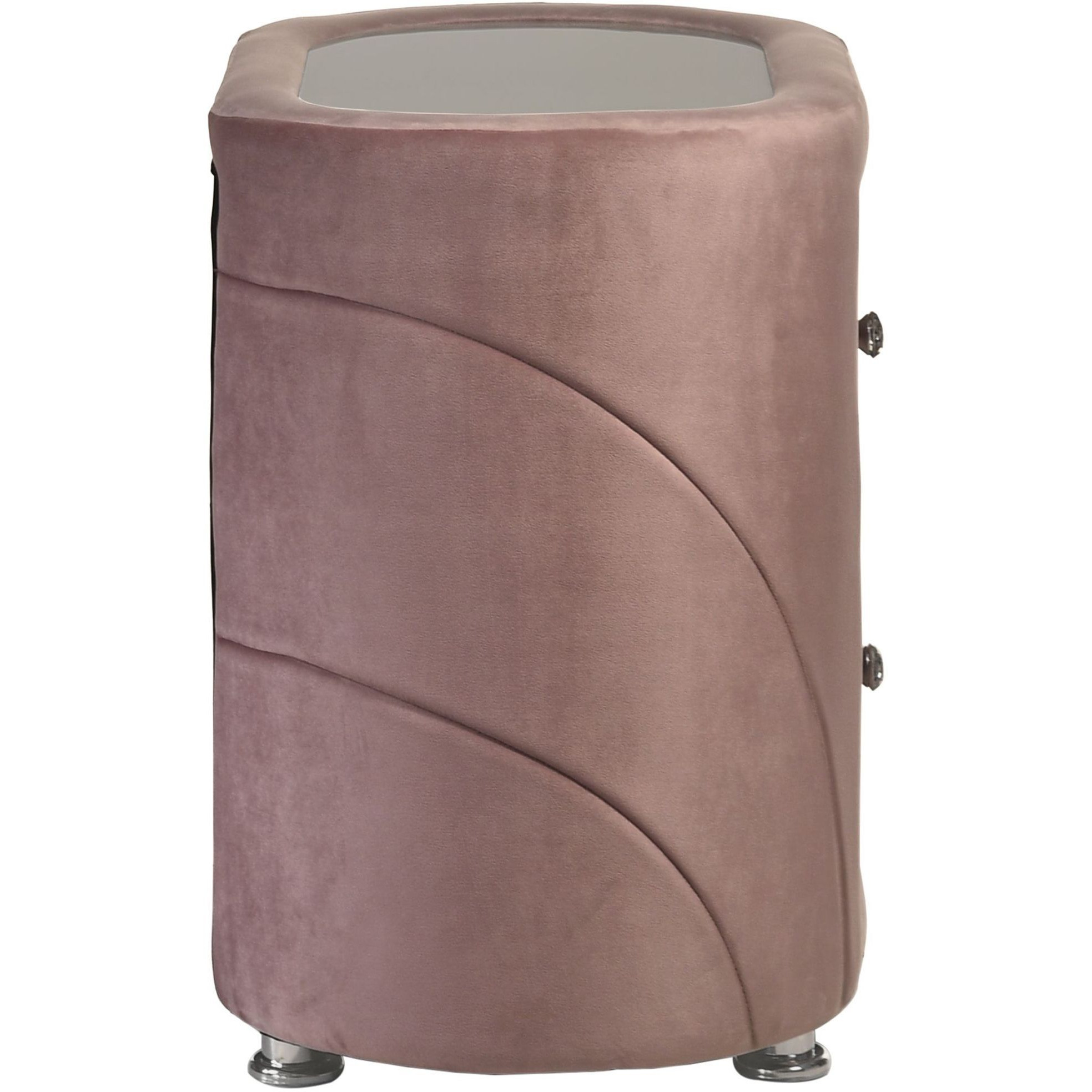 Pink Upholstered 2-Drawer Nightstand