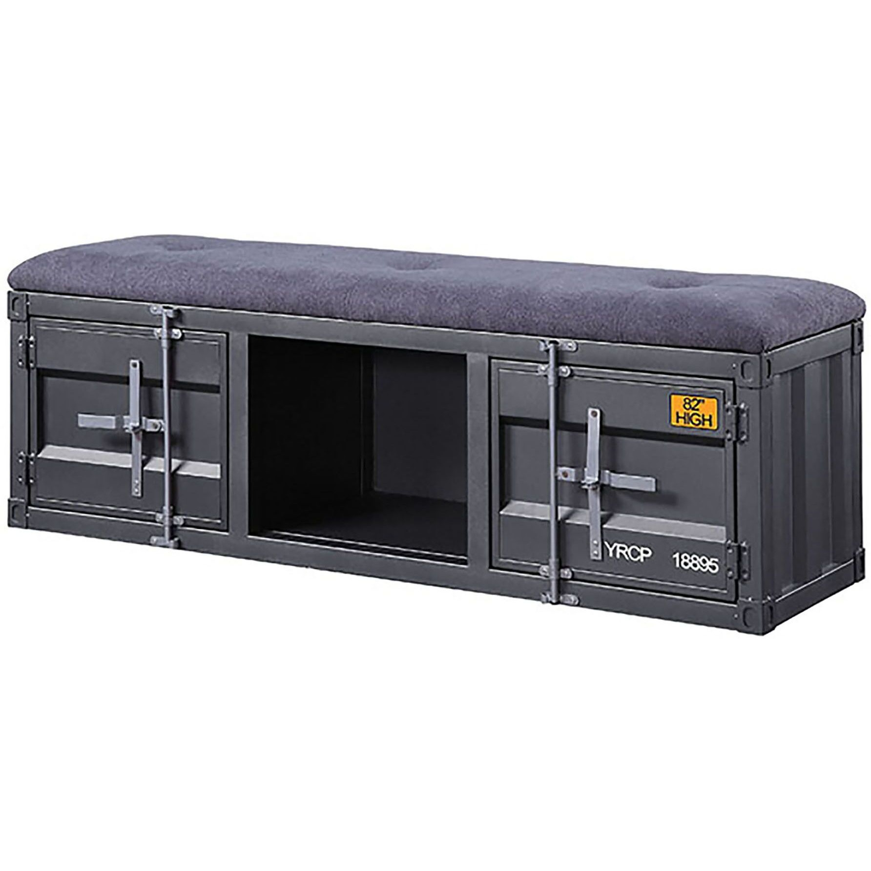 Grey And Gunmetal Storage Bench