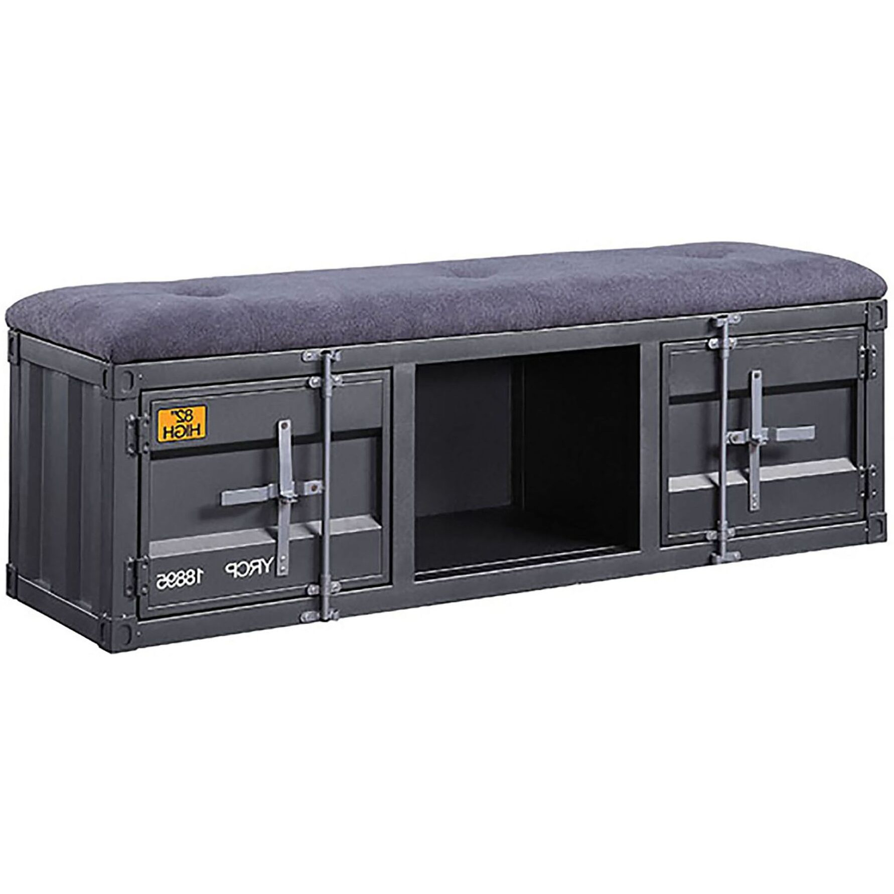 Grey And Gunmetal Storage Bench