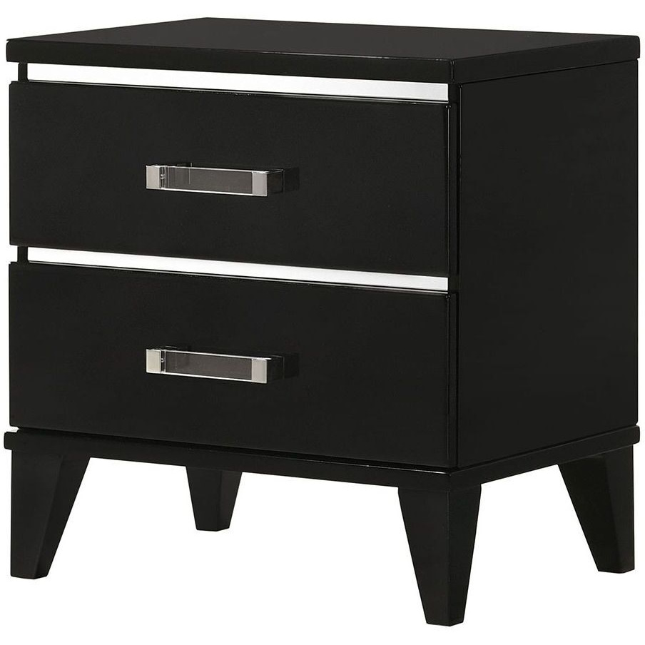 Black 2-Drawer Nightstand