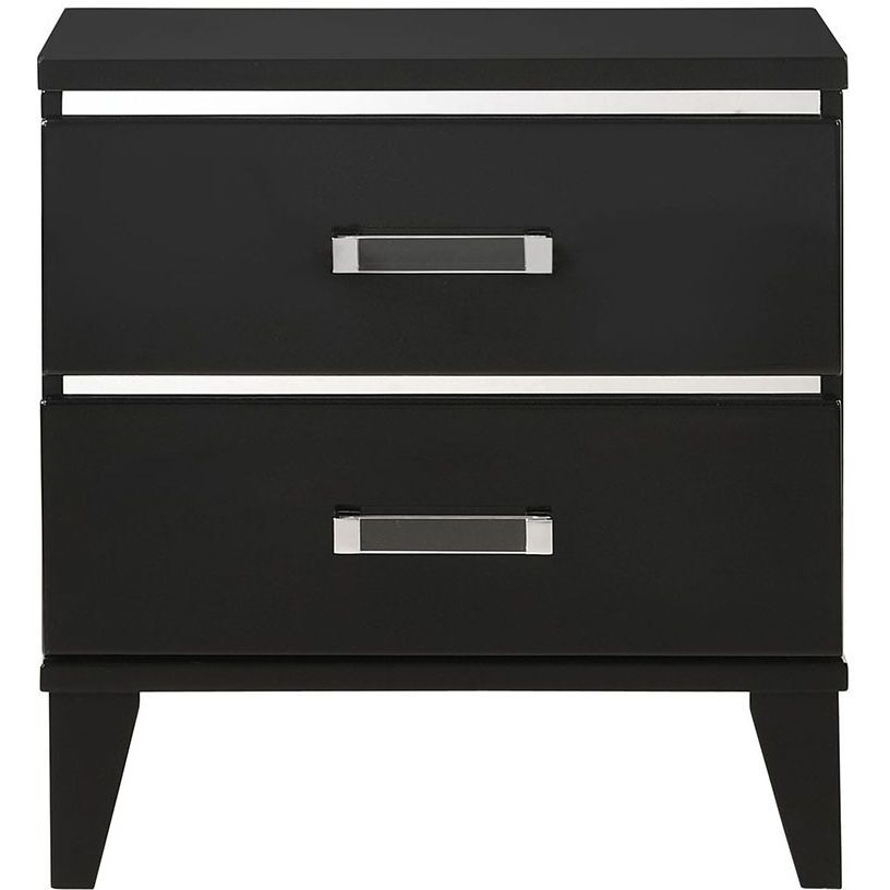 Black 2-Drawer Nightstand