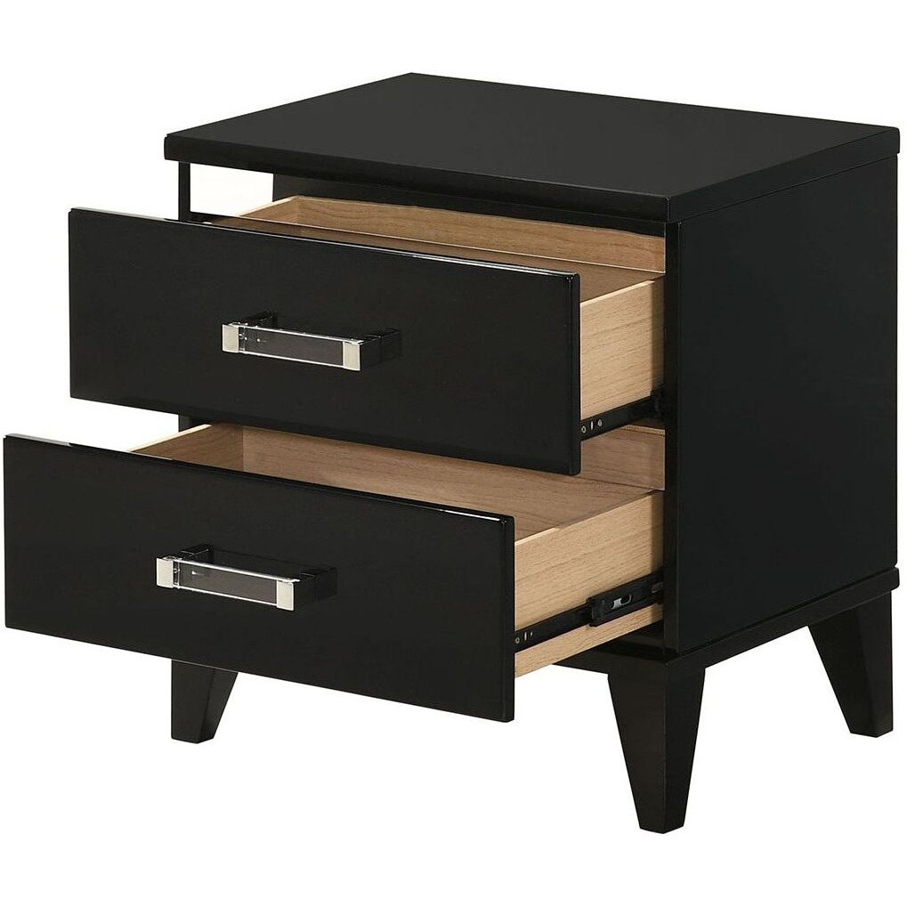 Black 2-Drawer Nightstand